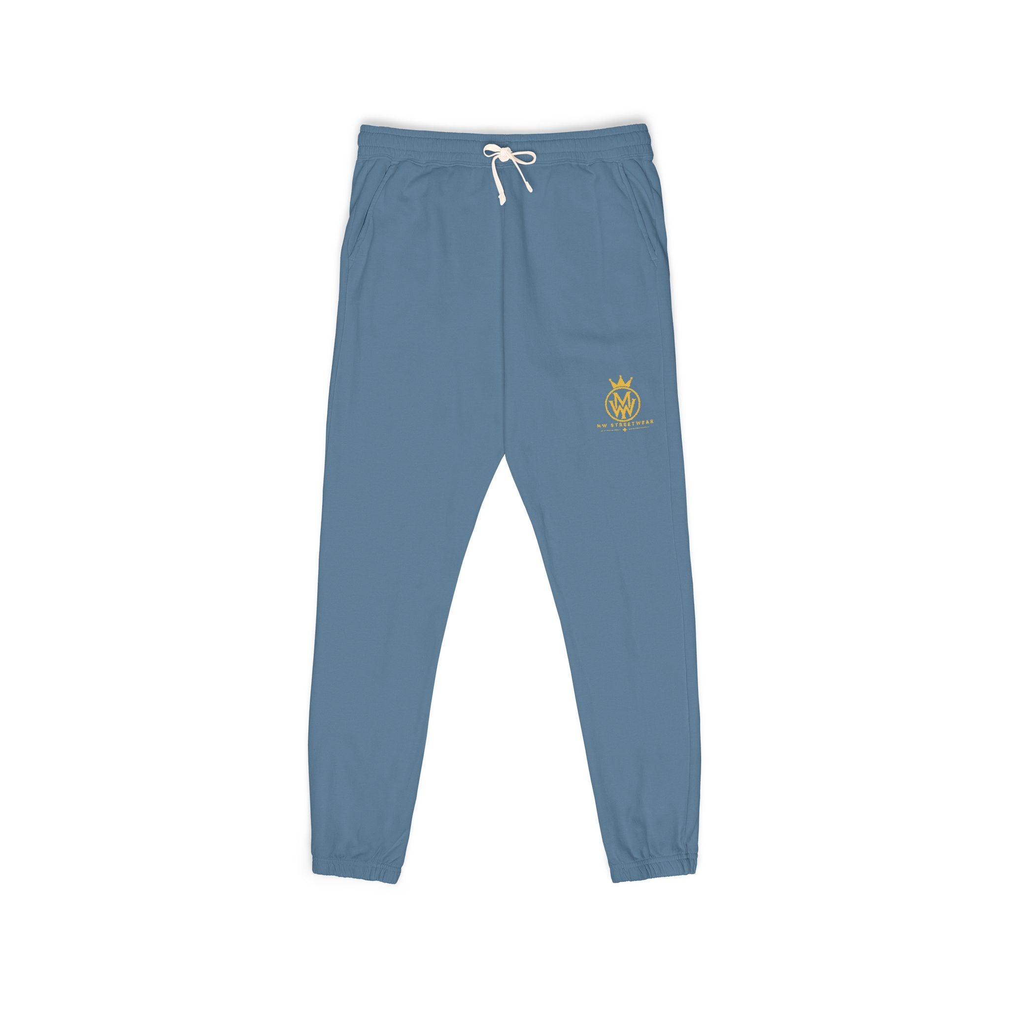 Ember Crest Sweatpants — Garment-Dyed Fleece Joggers with Sun Emblem