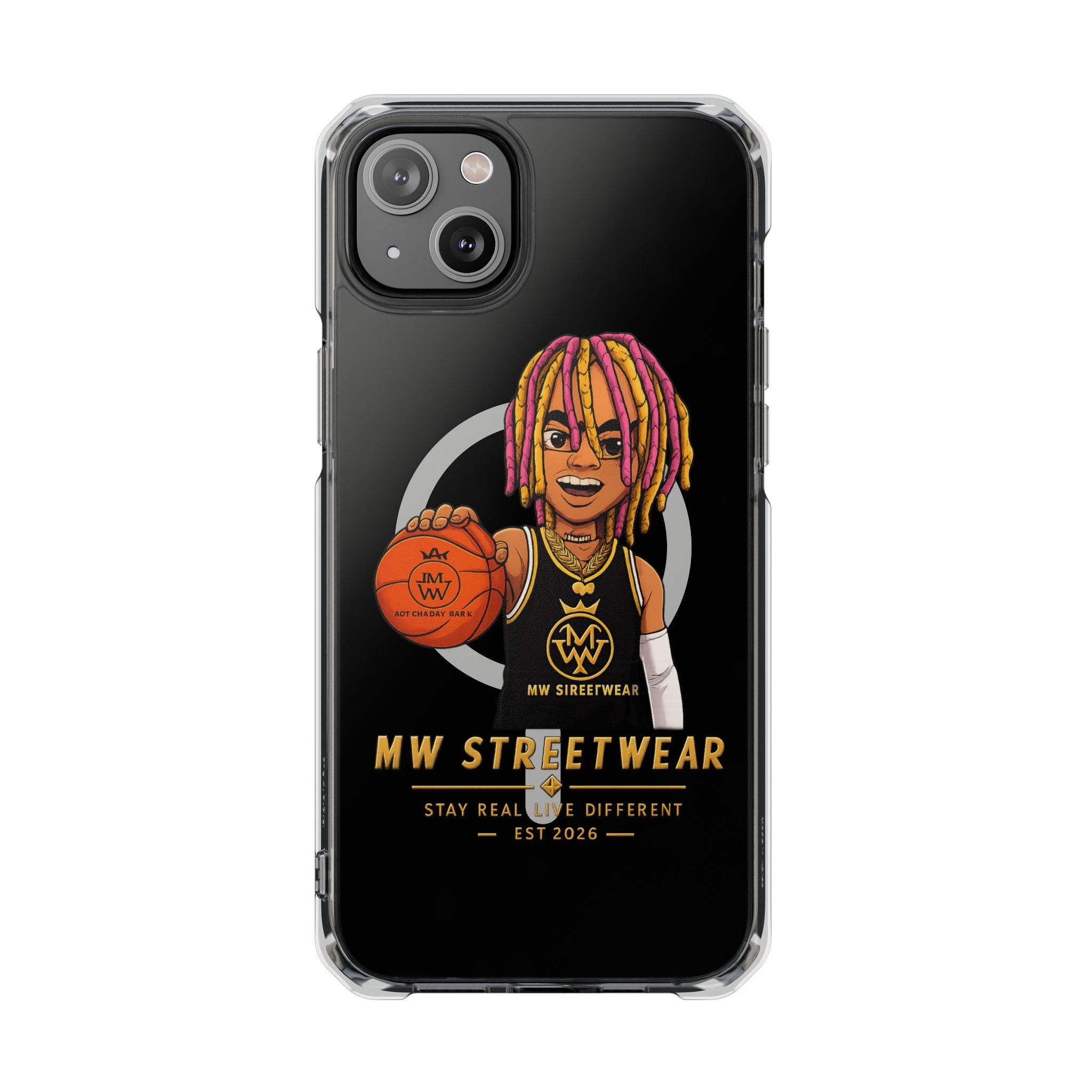 Clear Magnetic Phone Case — MW Streetwear Basketball Character Design