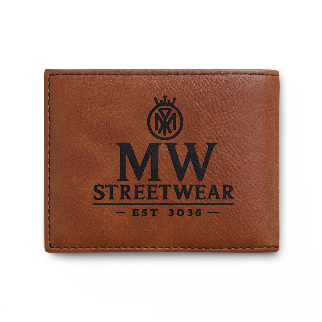 Leather Bi-Fold Wallet — MW Streetwear Logo RFID Card Holder