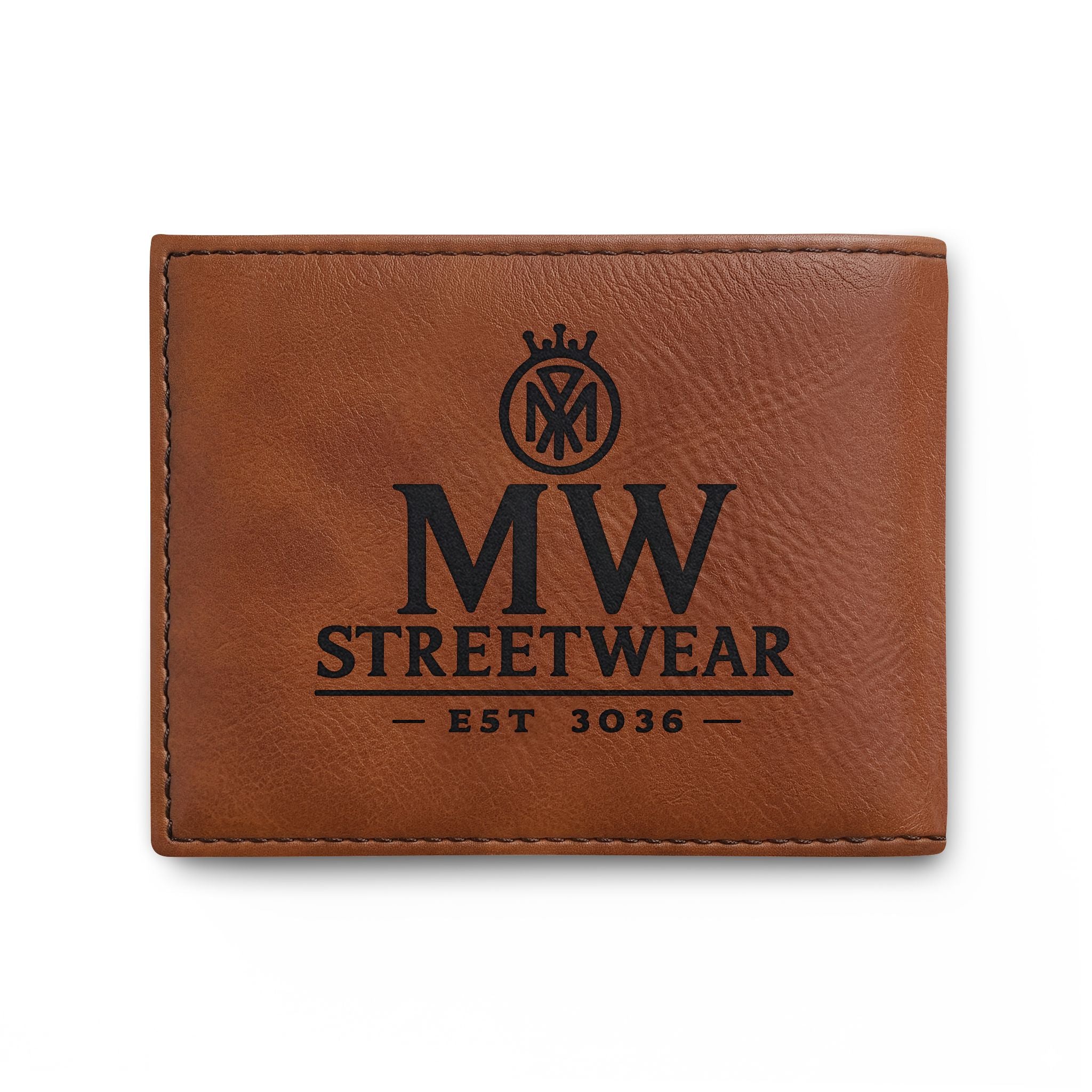 Leather Bi-Fold Wallet — MW Streetwear Logo RFID Card Holder