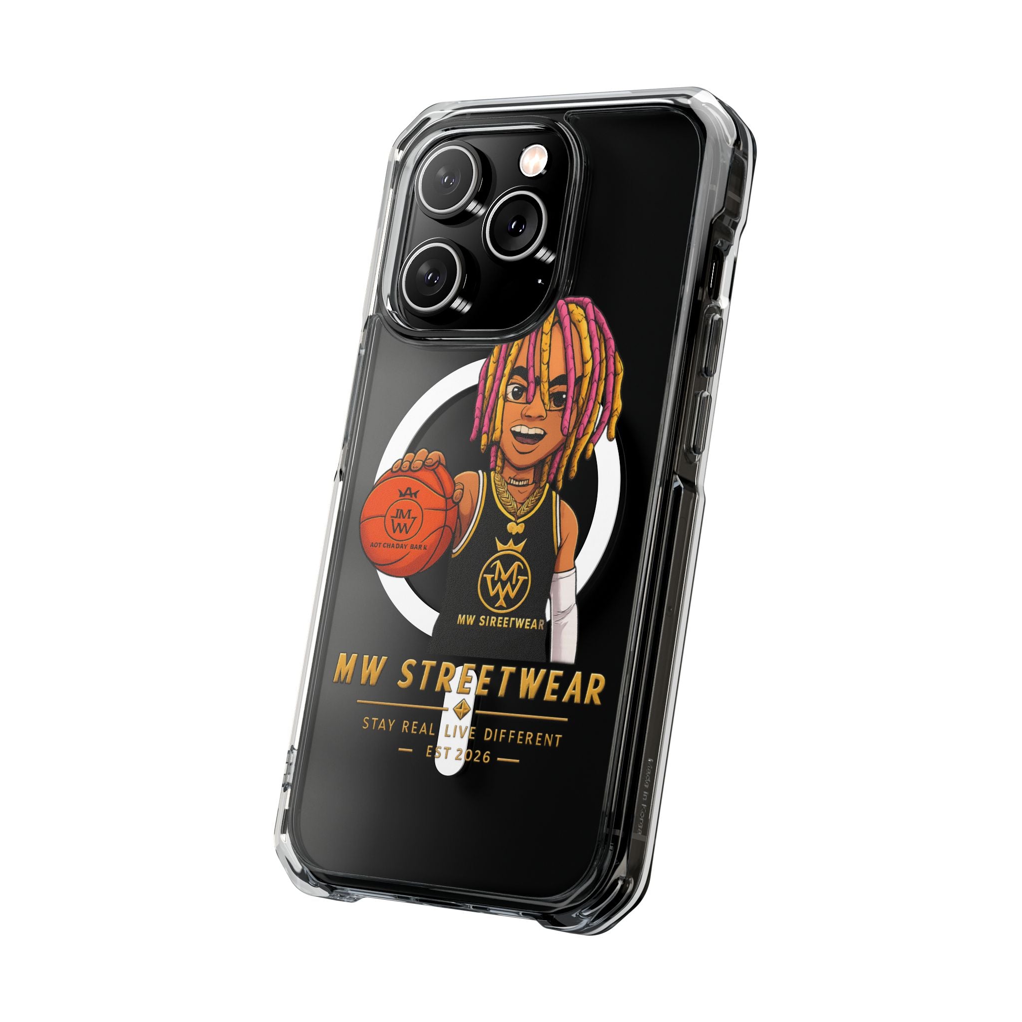 Clear Magnetic Phone Case — MW Streetwear Basketball Character Design