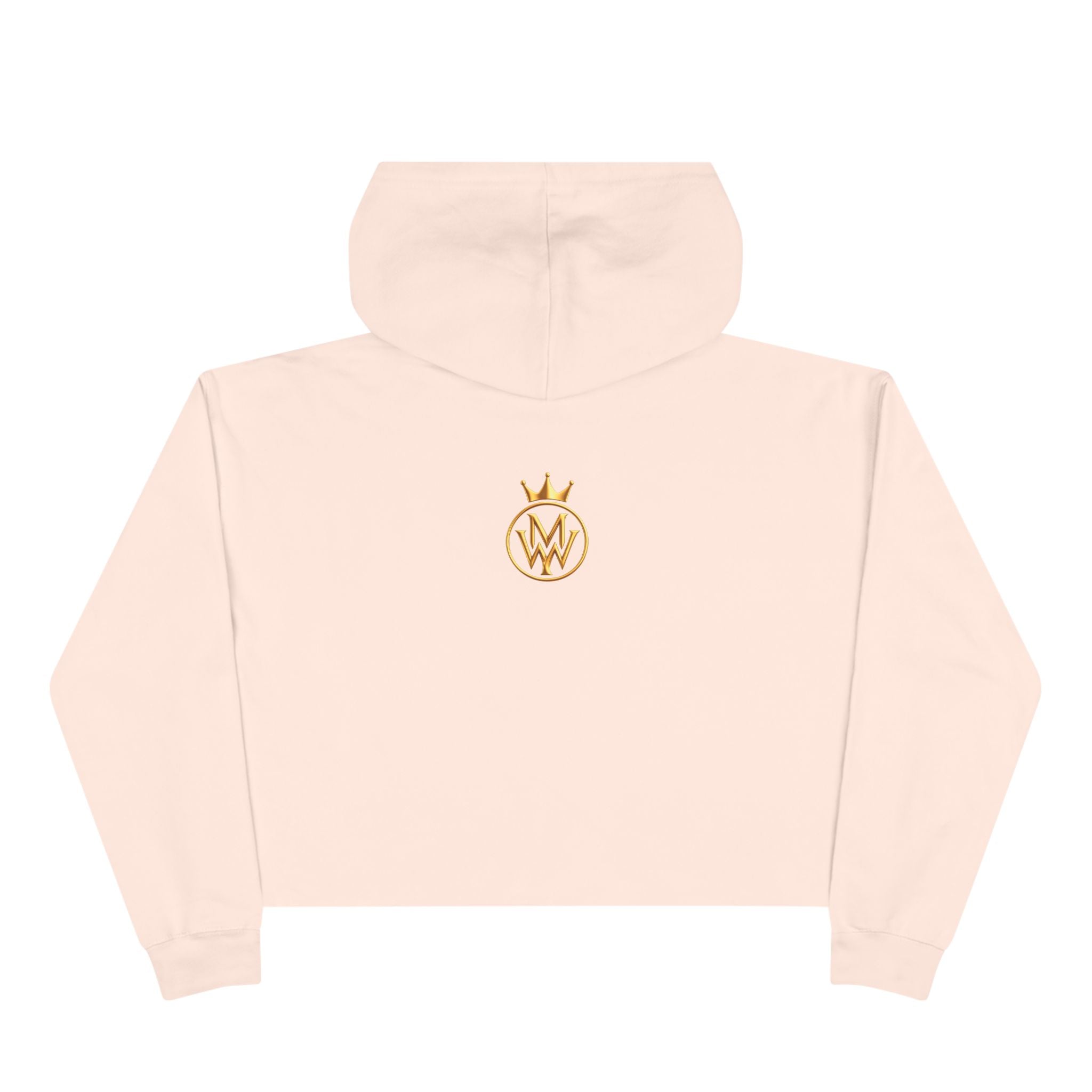 Cropped Hoodie — Minimal Gold Crown Logo with Green Heart