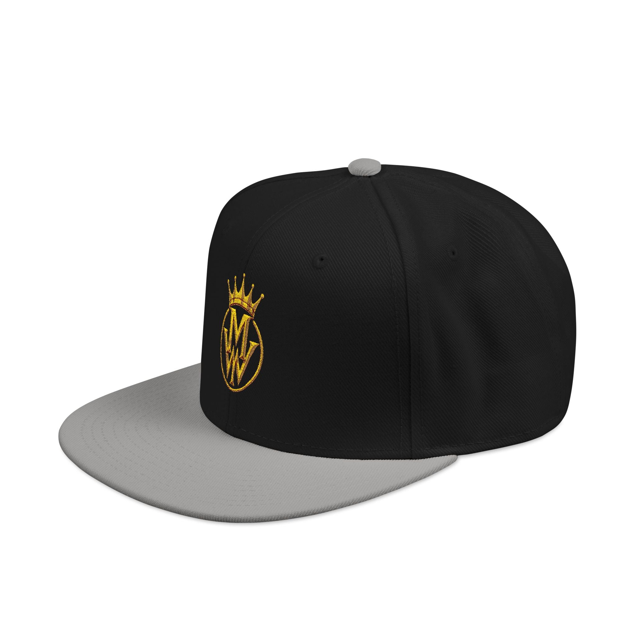 Embroidered Crown Logo Snapback Hat — Gold Stitch Streetwear Cap