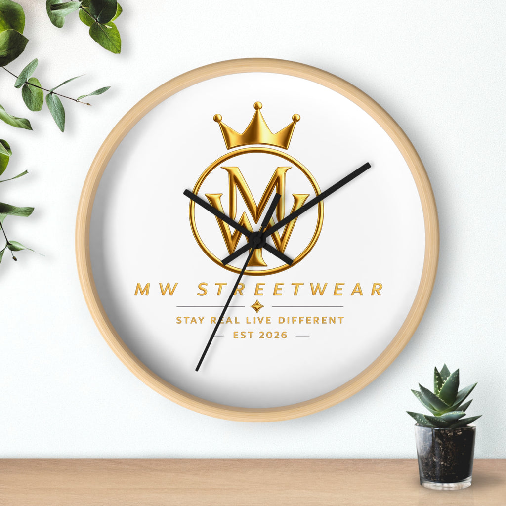MW Streetwear Gold Logo Wall Clock — Modern Brand Accent Clock