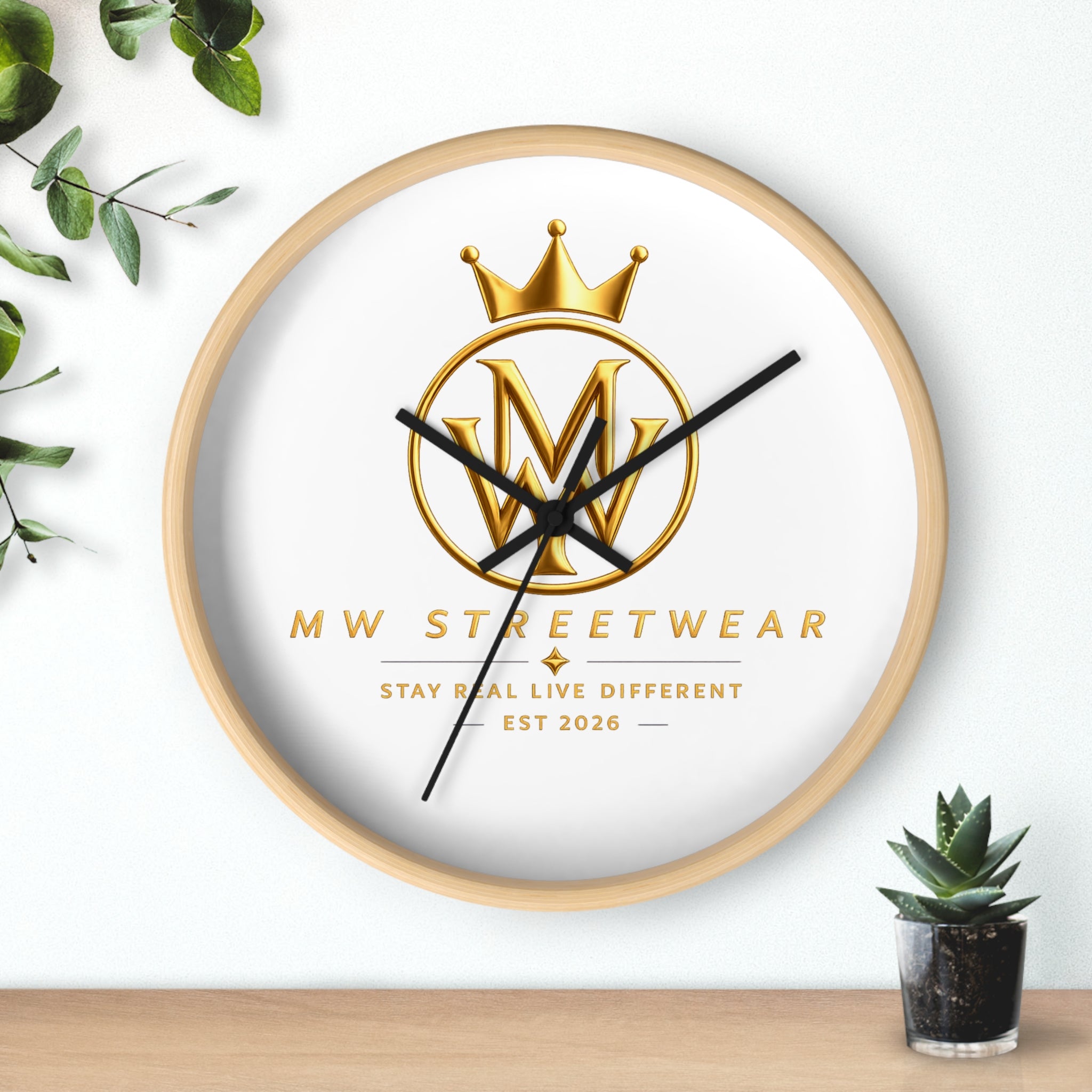 MW Streetwear Gold Logo Wall Clock — Modern Brand Accent Clock
