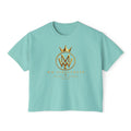 MW Streetwear Women's Boxy Tee — Gold Crown Logo Casual Crop T‑Shirt