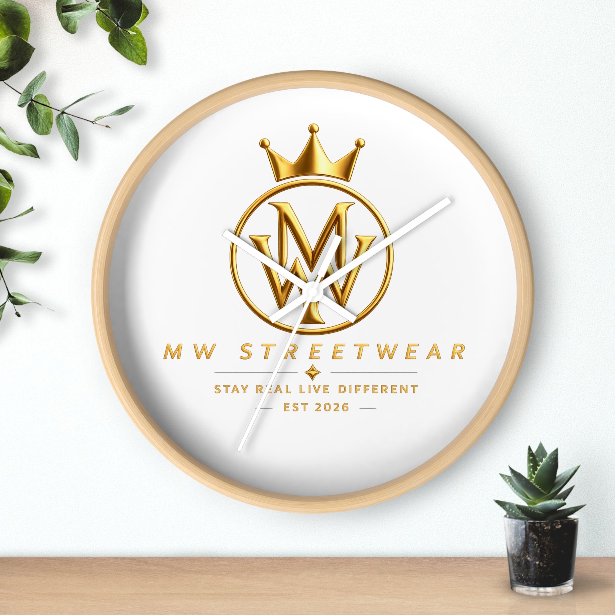 MW Streetwear Gold Logo Wall Clock — Modern Brand Accent Clock