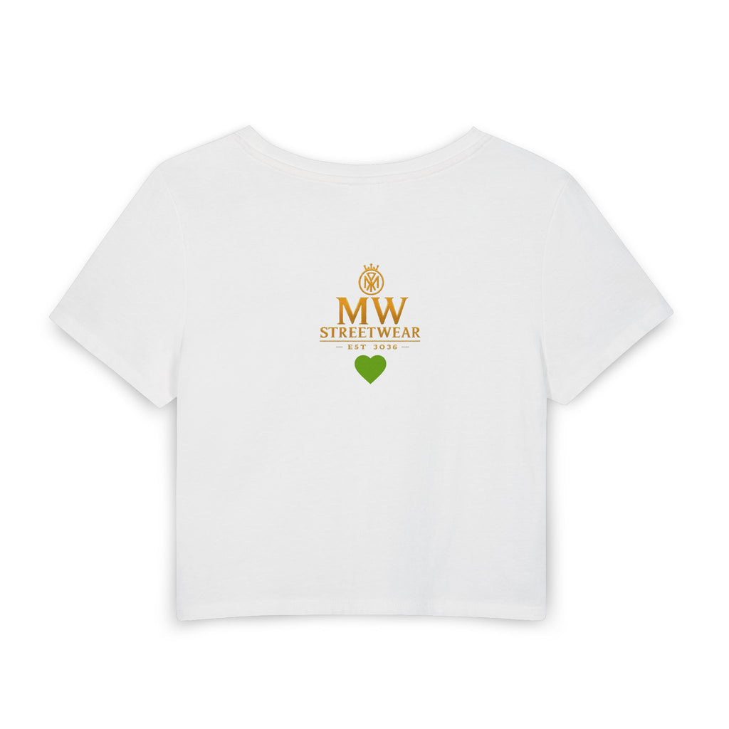 MW Streetwear Women's Baby Tee — Gold Crown Logo Cropped Graphic Tee