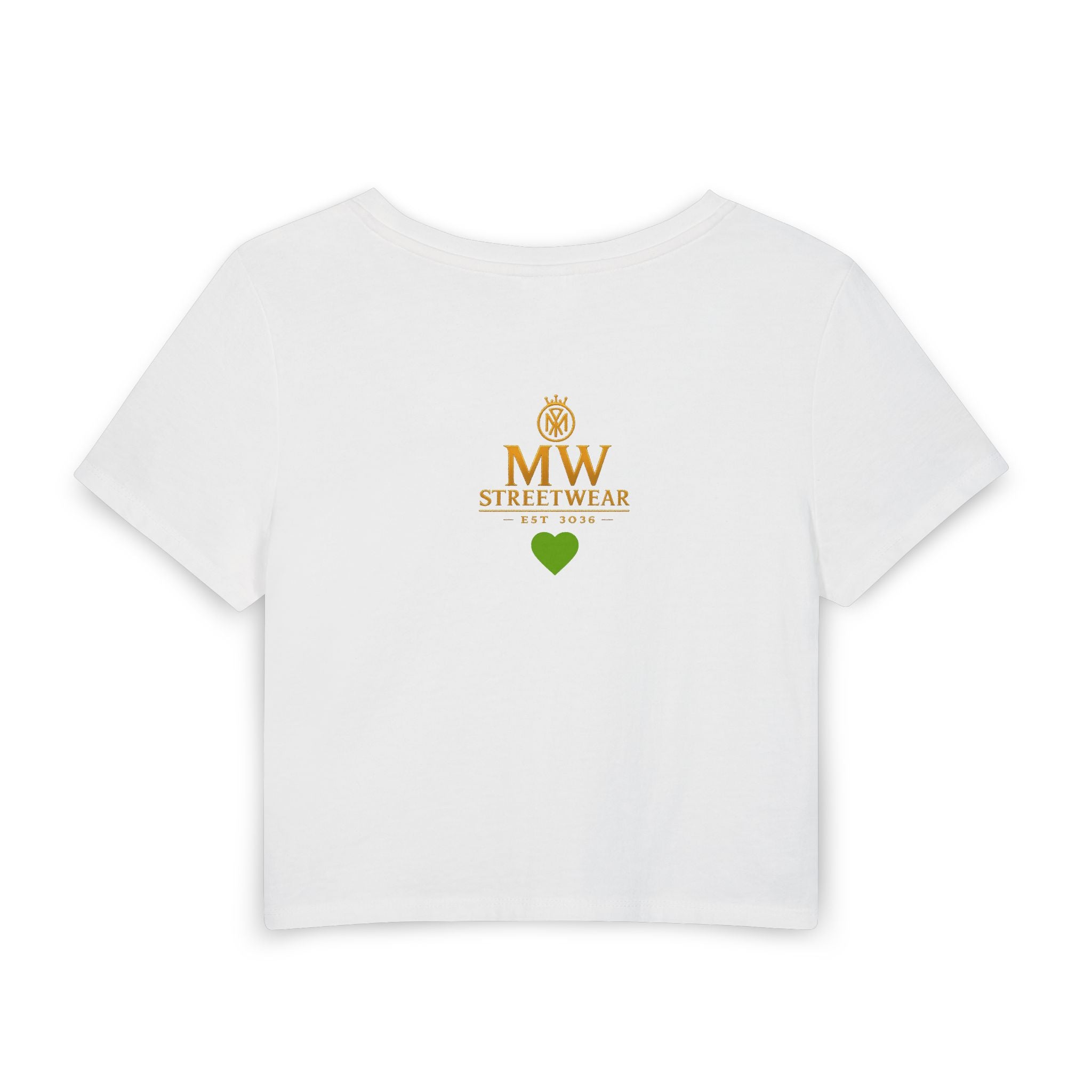 MW Streetwear Women's Baby Tee — Gold Crown Logo Cropped Graphic Tee