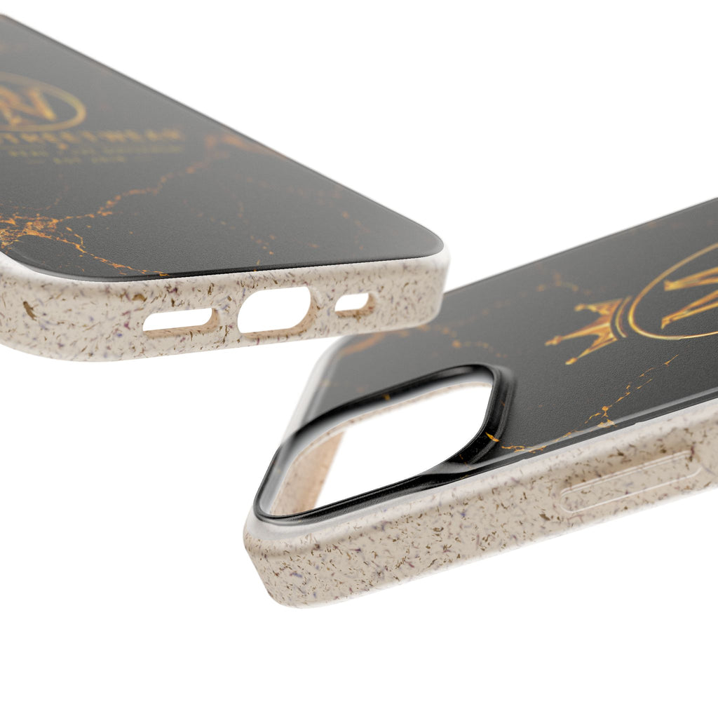 Biodegradable Phone Case — Black Marble MW Streetwear Logo, Eco-Friendly Protective Cover