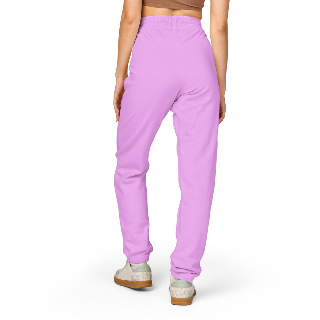 Ember Crest Sweatpants — Garment-Dyed Fleece Joggers with Sun Emblem
