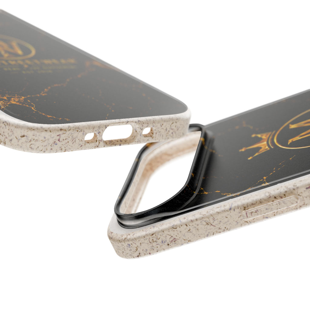 Biodegradable Phone Case — Black Marble MW Streetwear Logo, Eco-Friendly Protective Cover