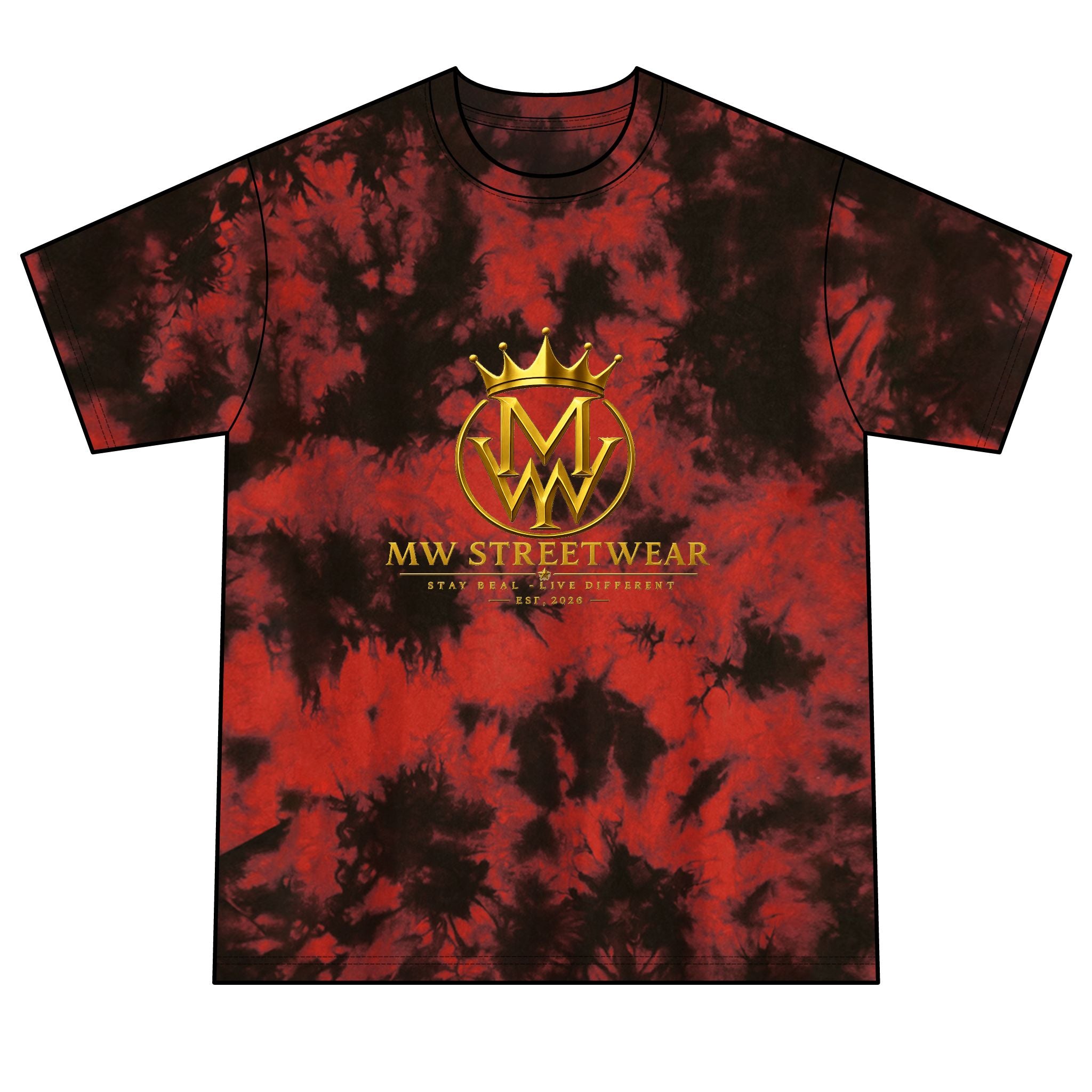Tie-Dye Tee — MW Streetwear Gold Logo Crystal Tie-Dye T-Shirt