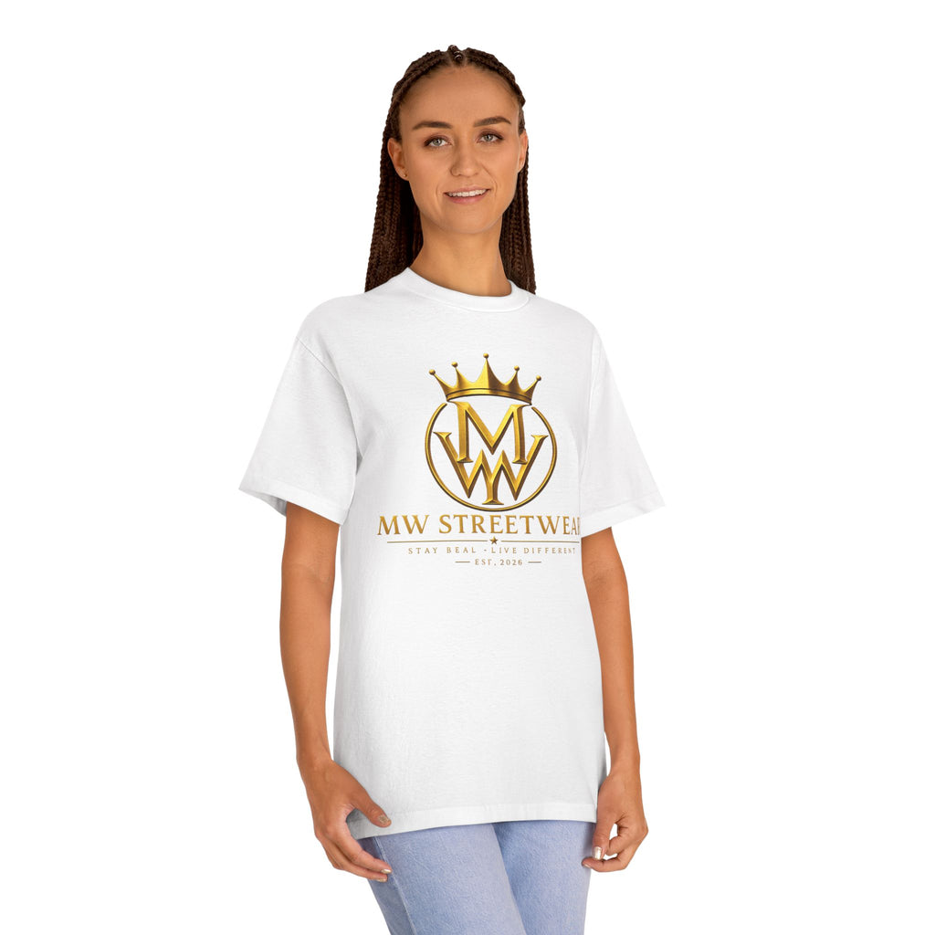 MW Streetwear Logo Tee — Gold Crown Graphic Classic T‑Shirt