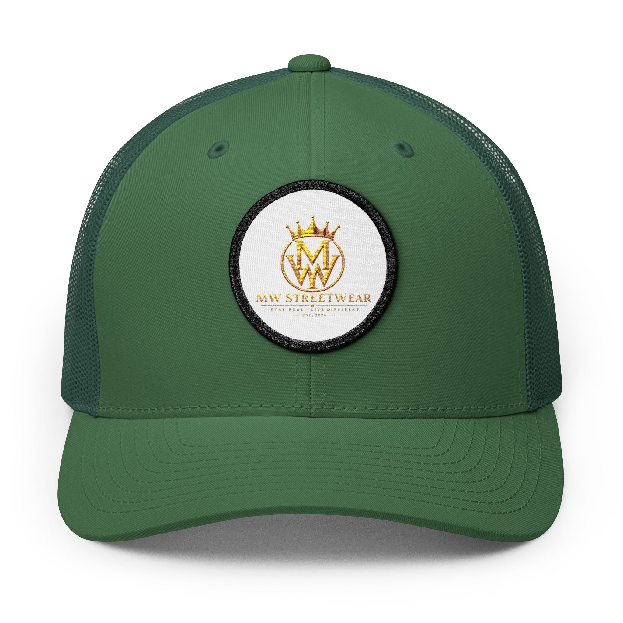 Embroidered Trucker Cap — Gold Crown Patch Snapback