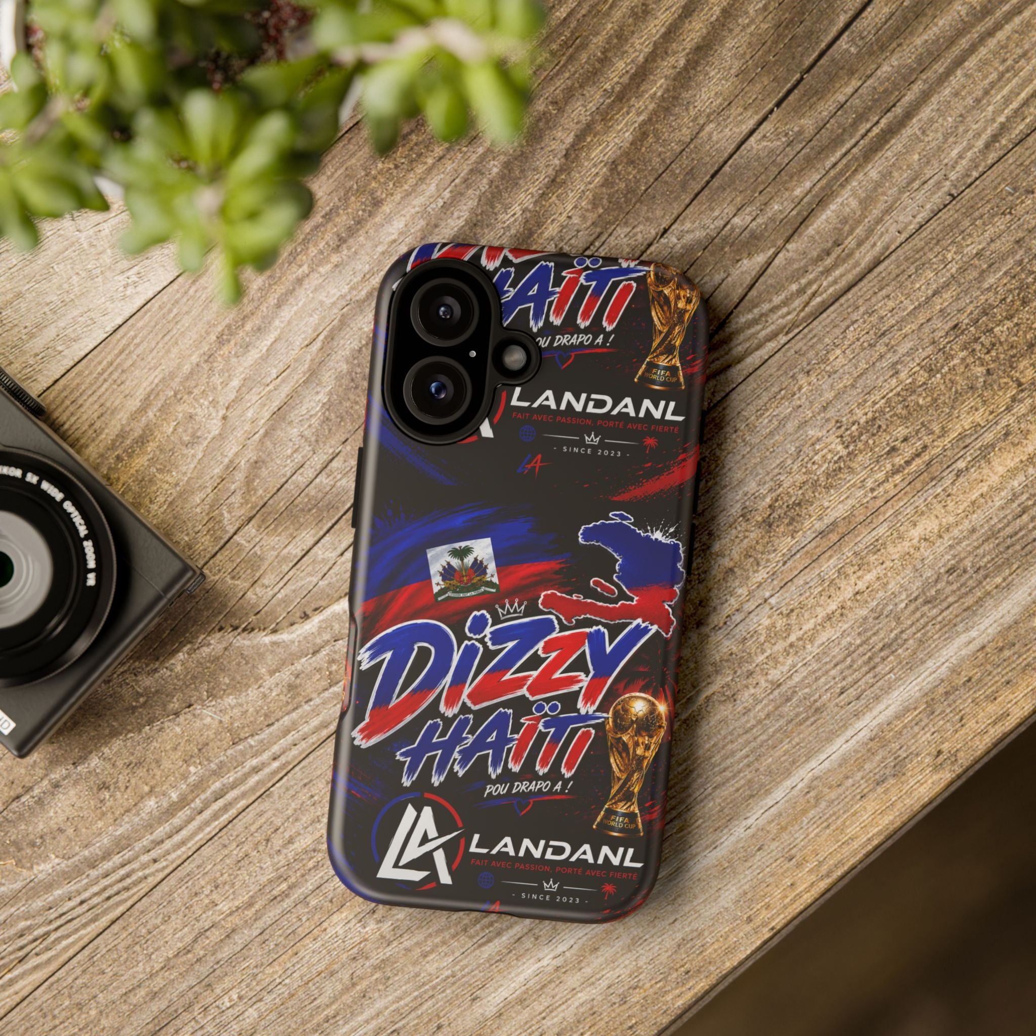 Dizzy Haiti Phone Case — Haitian Flag Design with 'Dizzy Haïti' Text