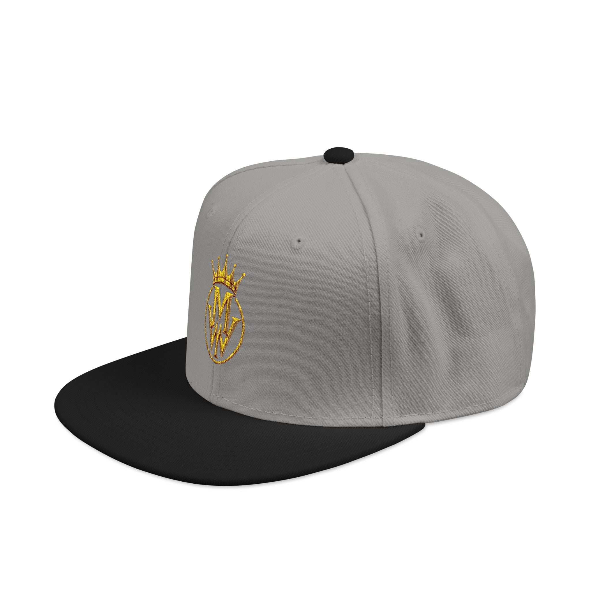 Embroidered Crown Logo Snapback Hat — Gold Stitch Streetwear Cap