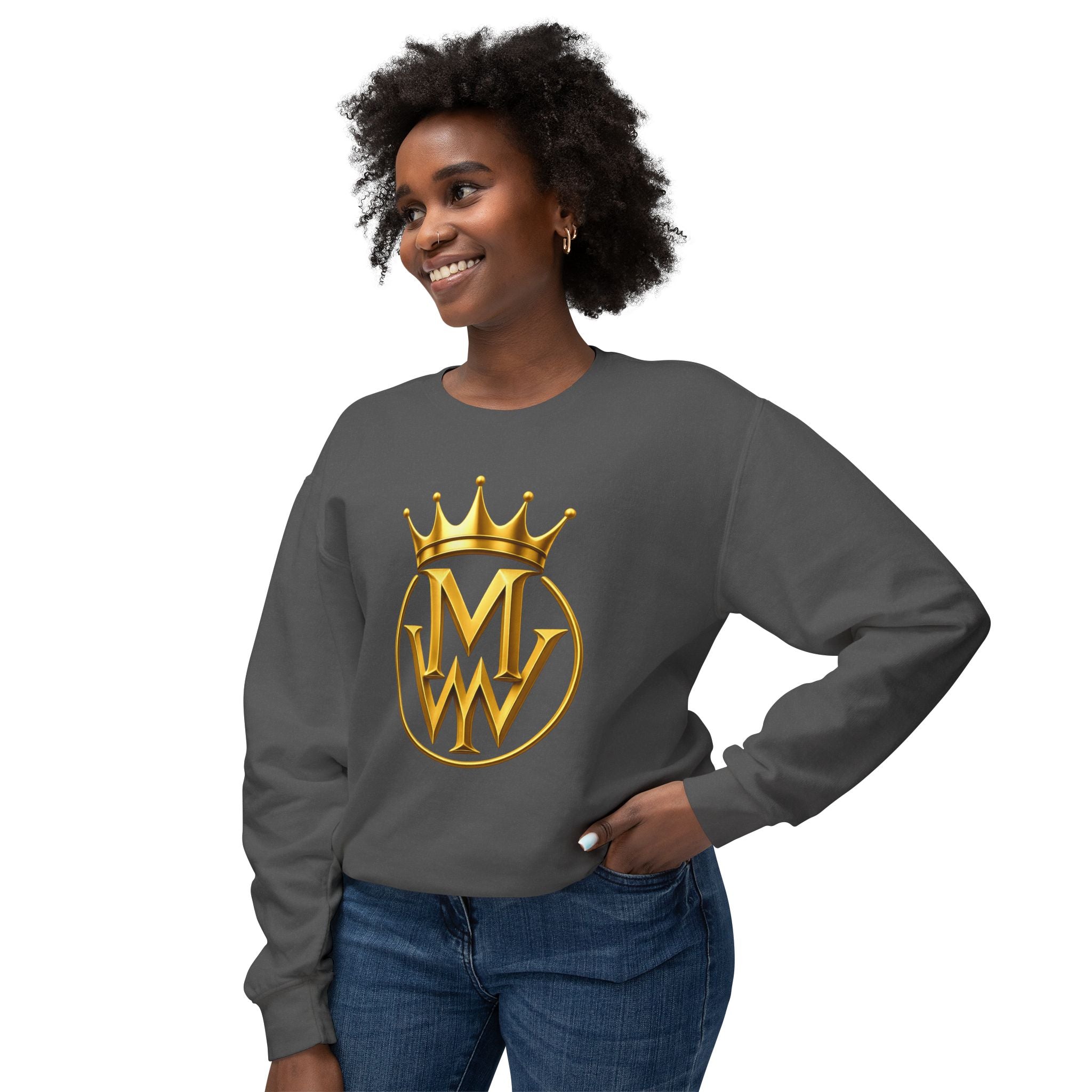 Gold Crown MW Logo Crewneck Sweatshirt — Luxury Monogram Streetwear