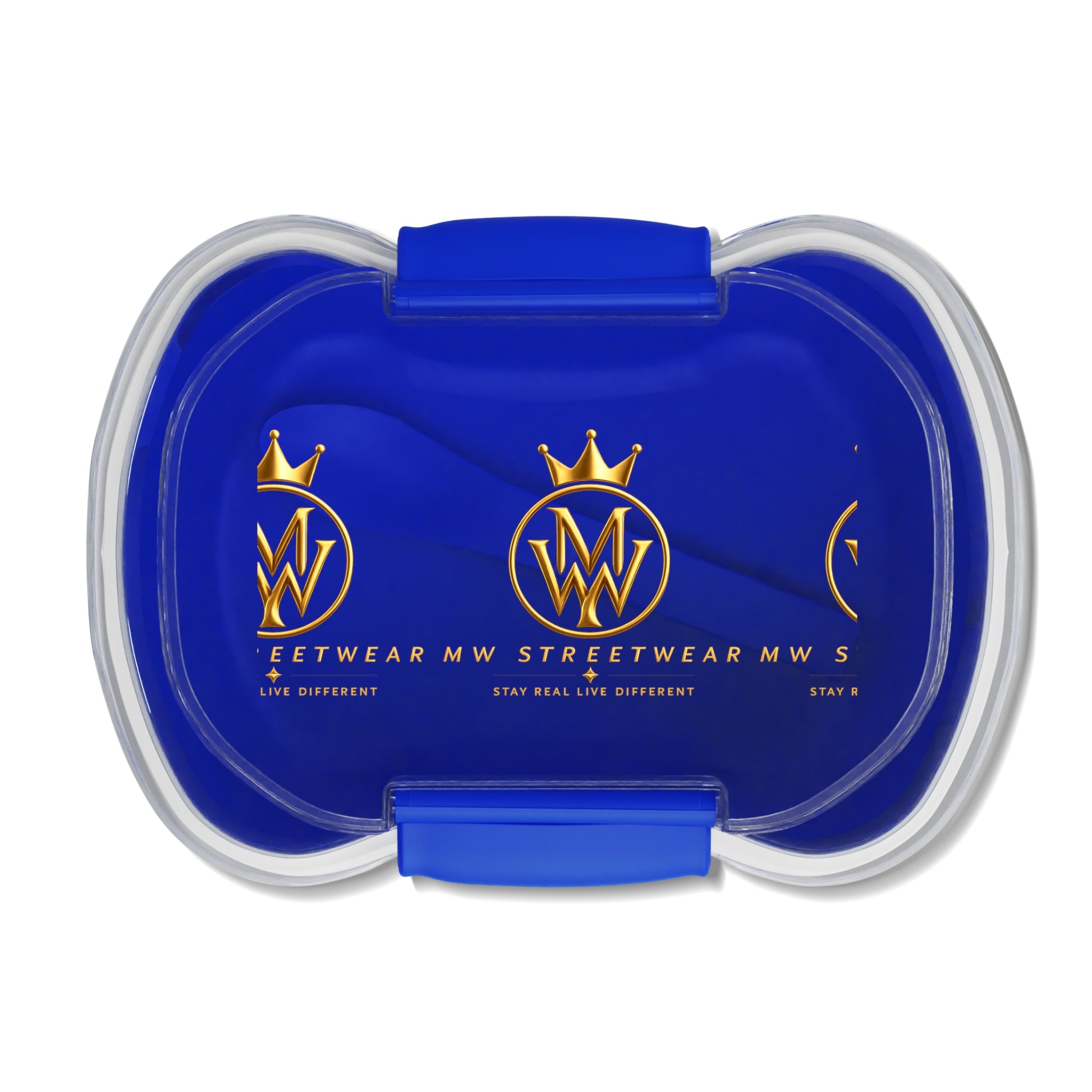 Blue Two-Tier Bento Box Lunch Container with MW Streetwear Logo