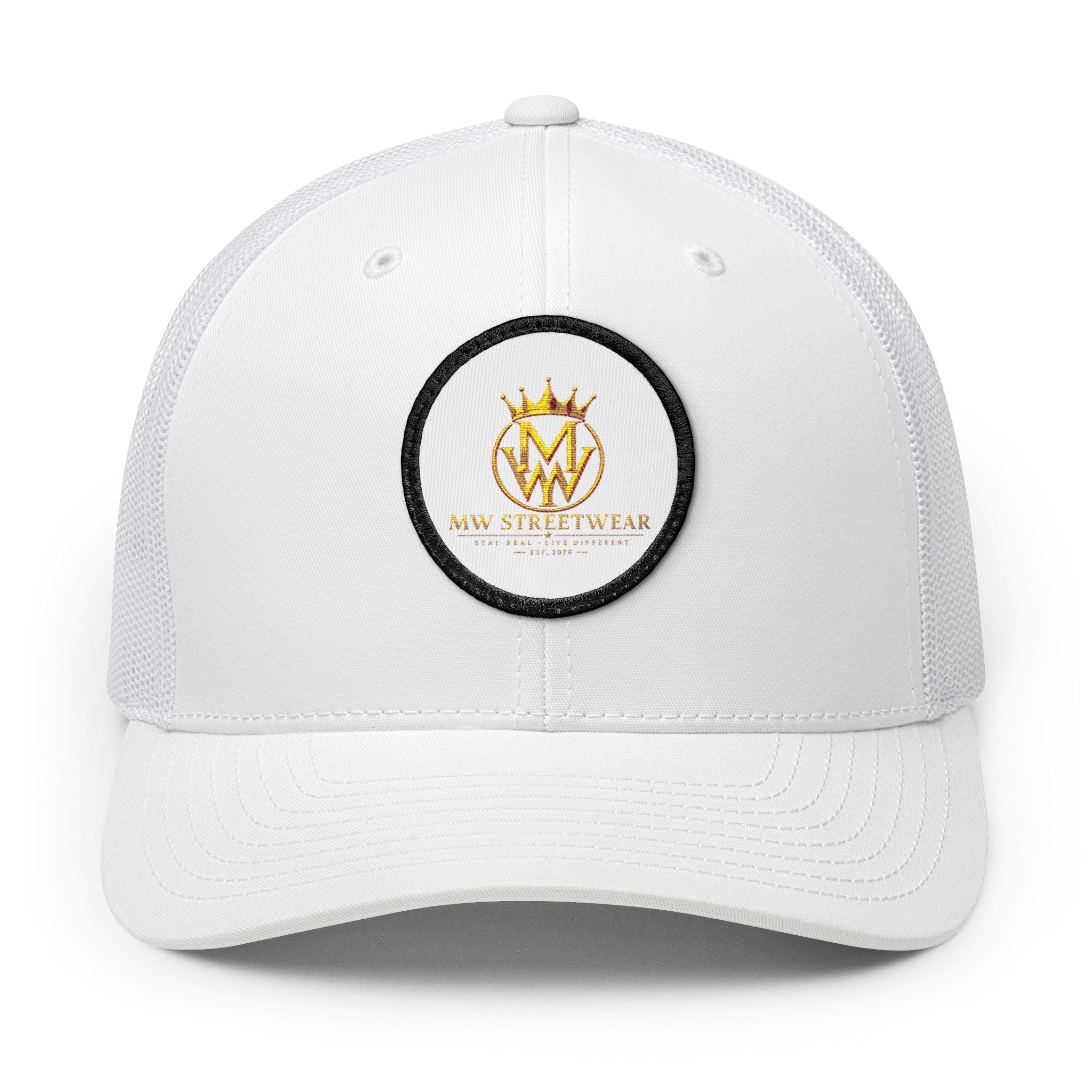 Embroidered Trucker Cap — Gold Crown Patch Snapback