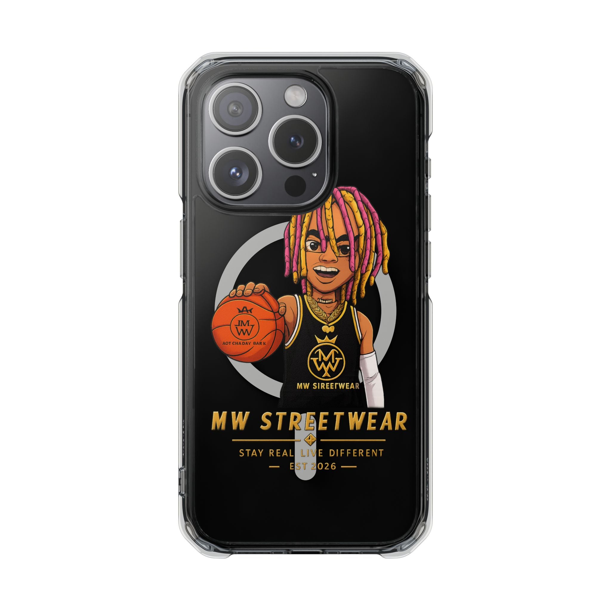 Clear Magnetic Phone Case — MW Streetwear Basketball Character Design