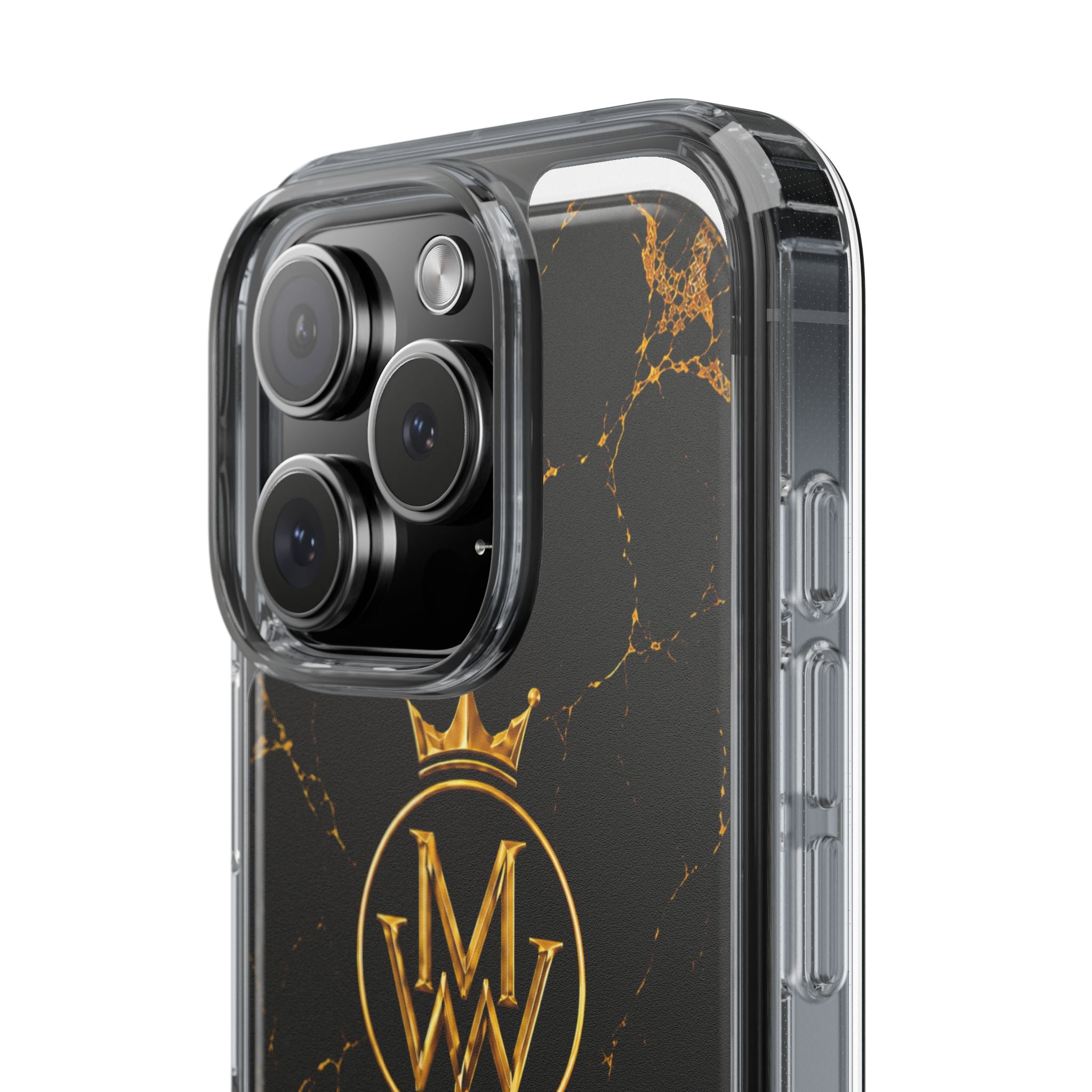 Clear Phone Case — Black Gold Marble "MW Streetwear" Logo