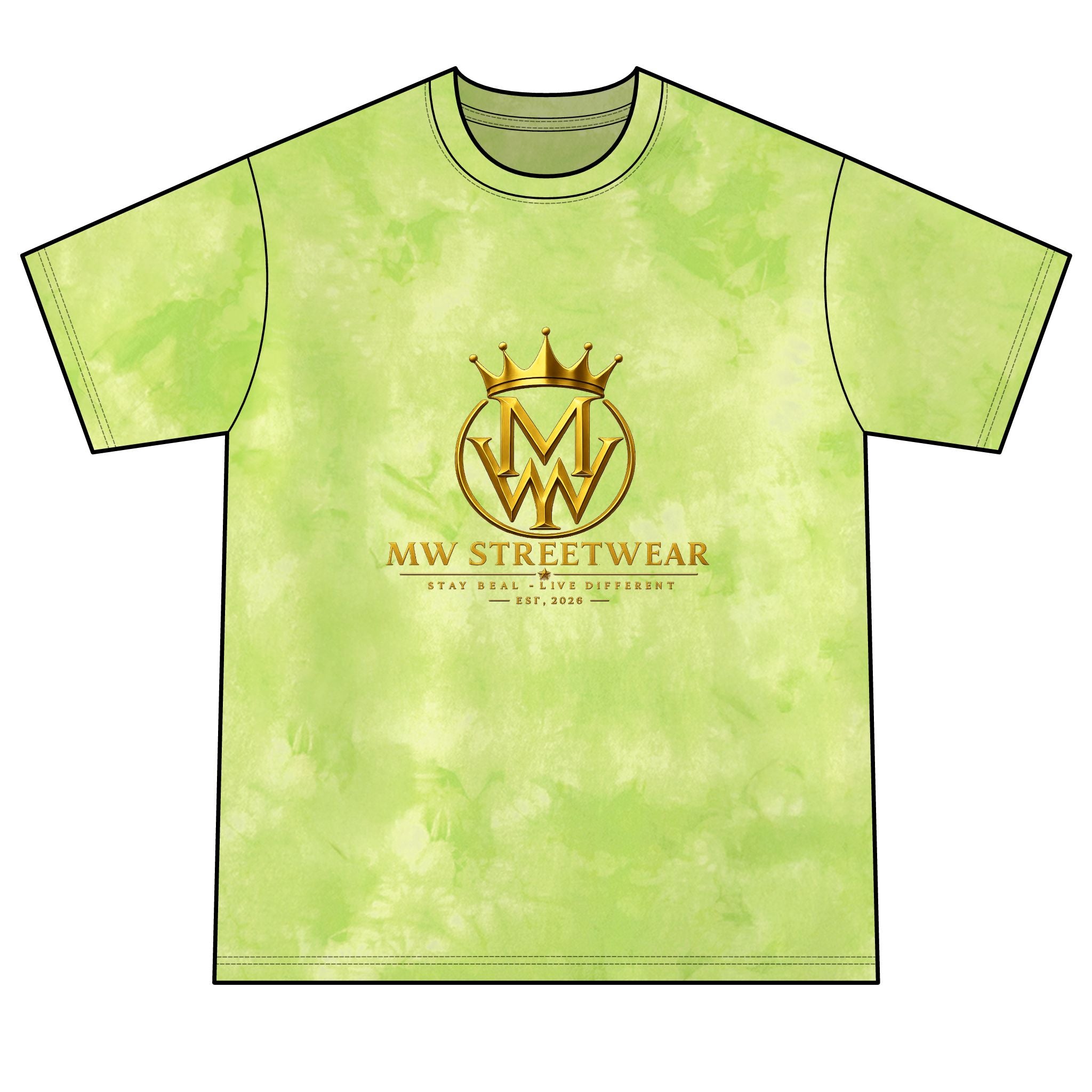 Tie-Dye Tee — MW Streetwear Gold Logo Crystal Tie-Dye T-Shirt