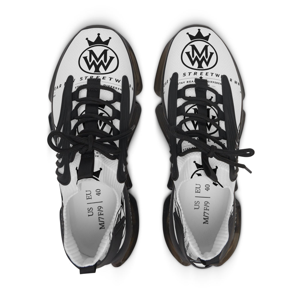 White Mesh Streetwear Sneakers – Women's Lightweight Logo Trainers