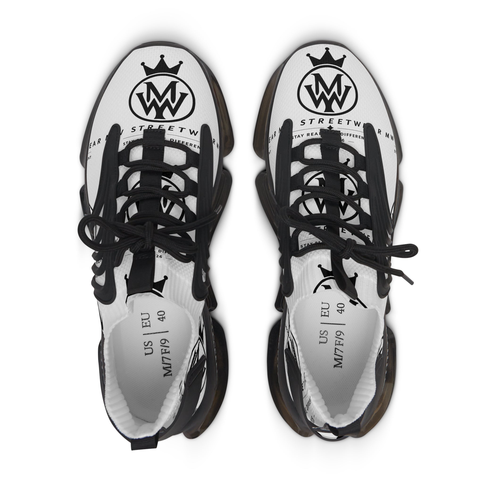 White Mesh Streetwear Sneakers – Women's Lightweight Logo Trainers