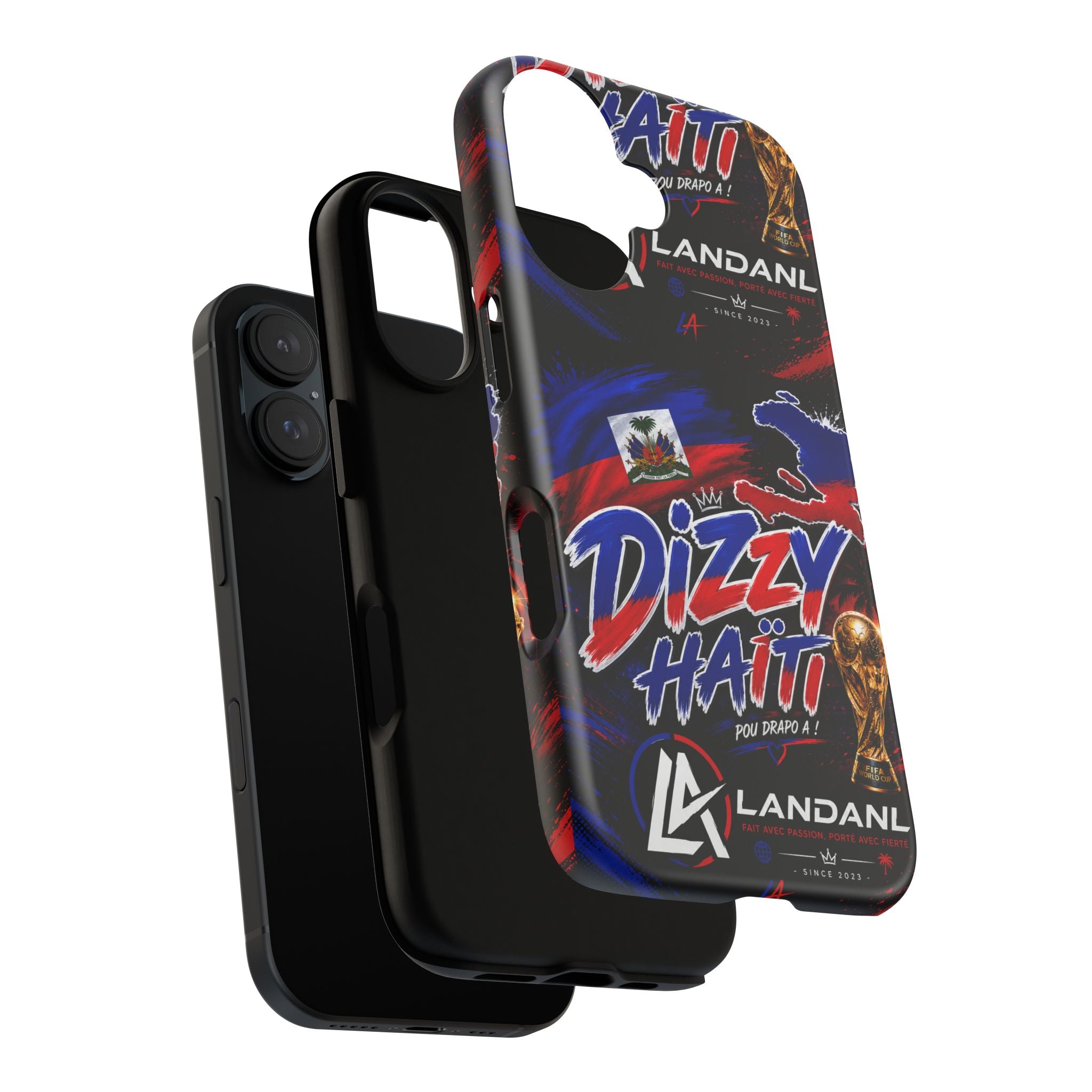 Dizzy Haiti Phone Case — Haitian Flag Design with 'Dizzy Haïti' Text