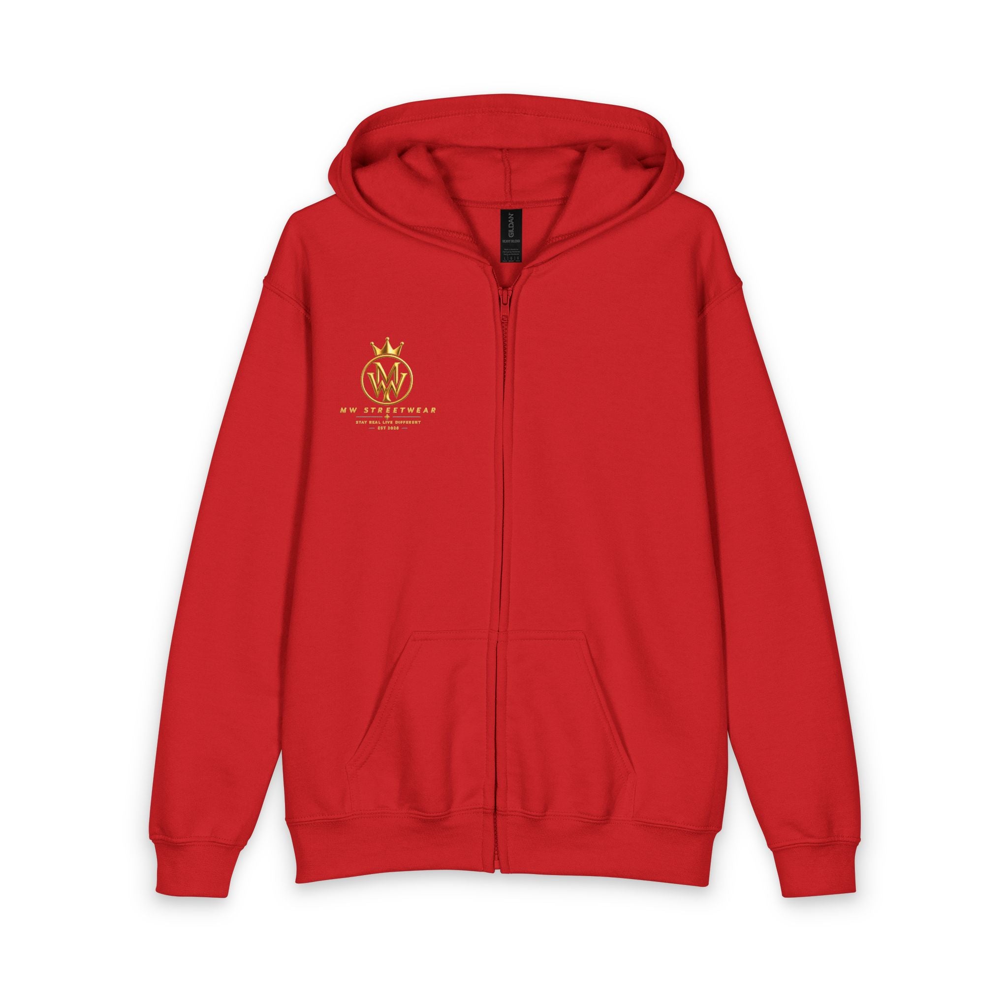 Youth Zipped Hoodie — Gold Crown Monogram (Back Logo)