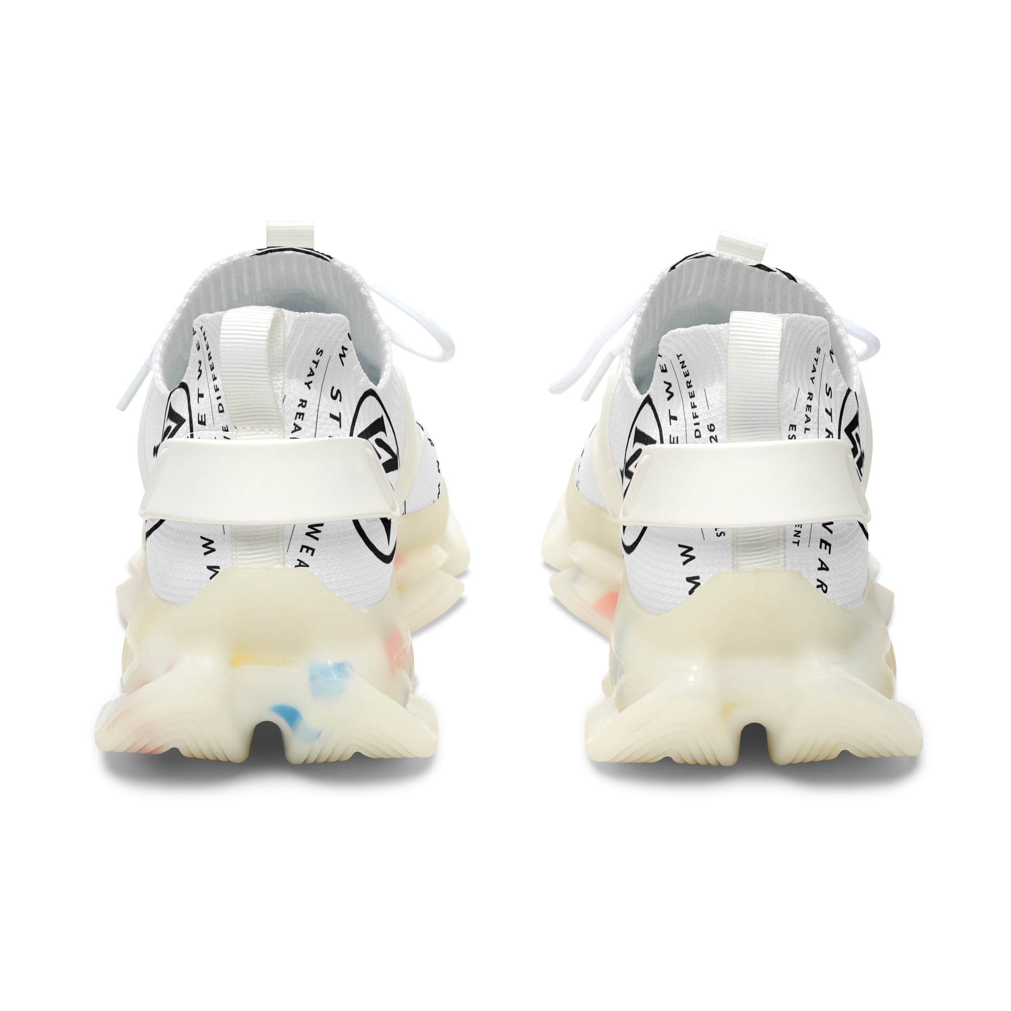 White Mesh Streetwear Sneakers – Women's Lightweight Logo Trainers