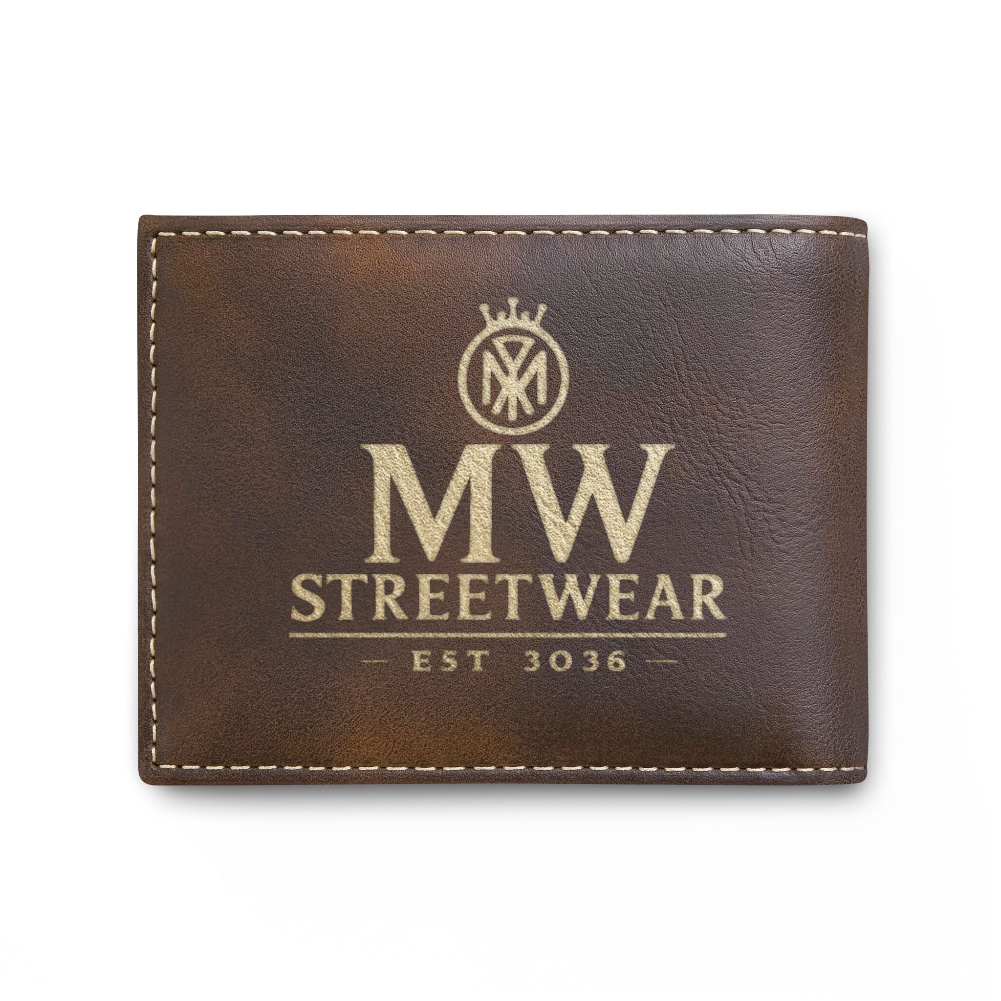 Leather Bi-Fold Wallet — MW Streetwear Logo RFID Card Holder