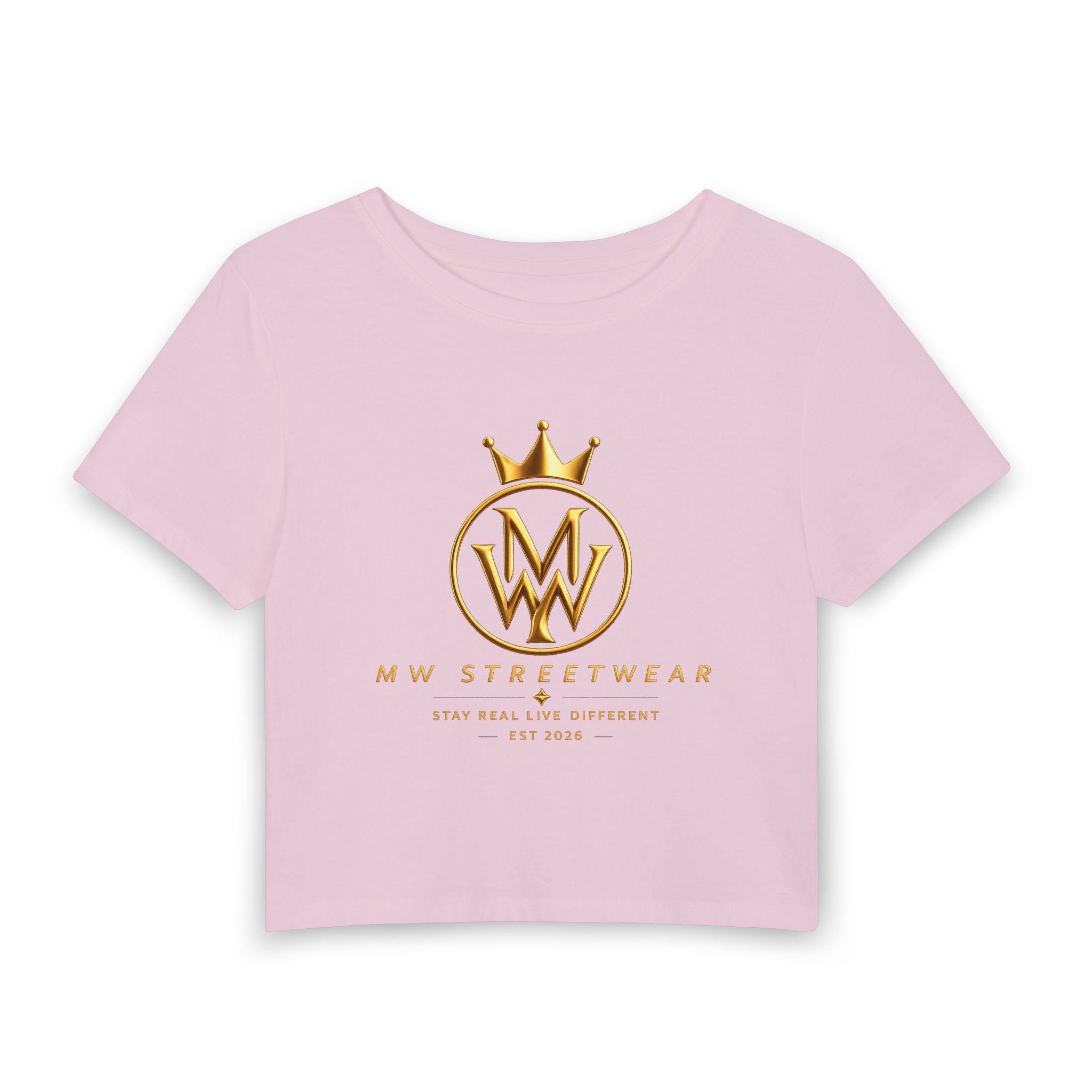 Women's Baby Tee — Gold Crown MW Streetwear Logo Crop Top