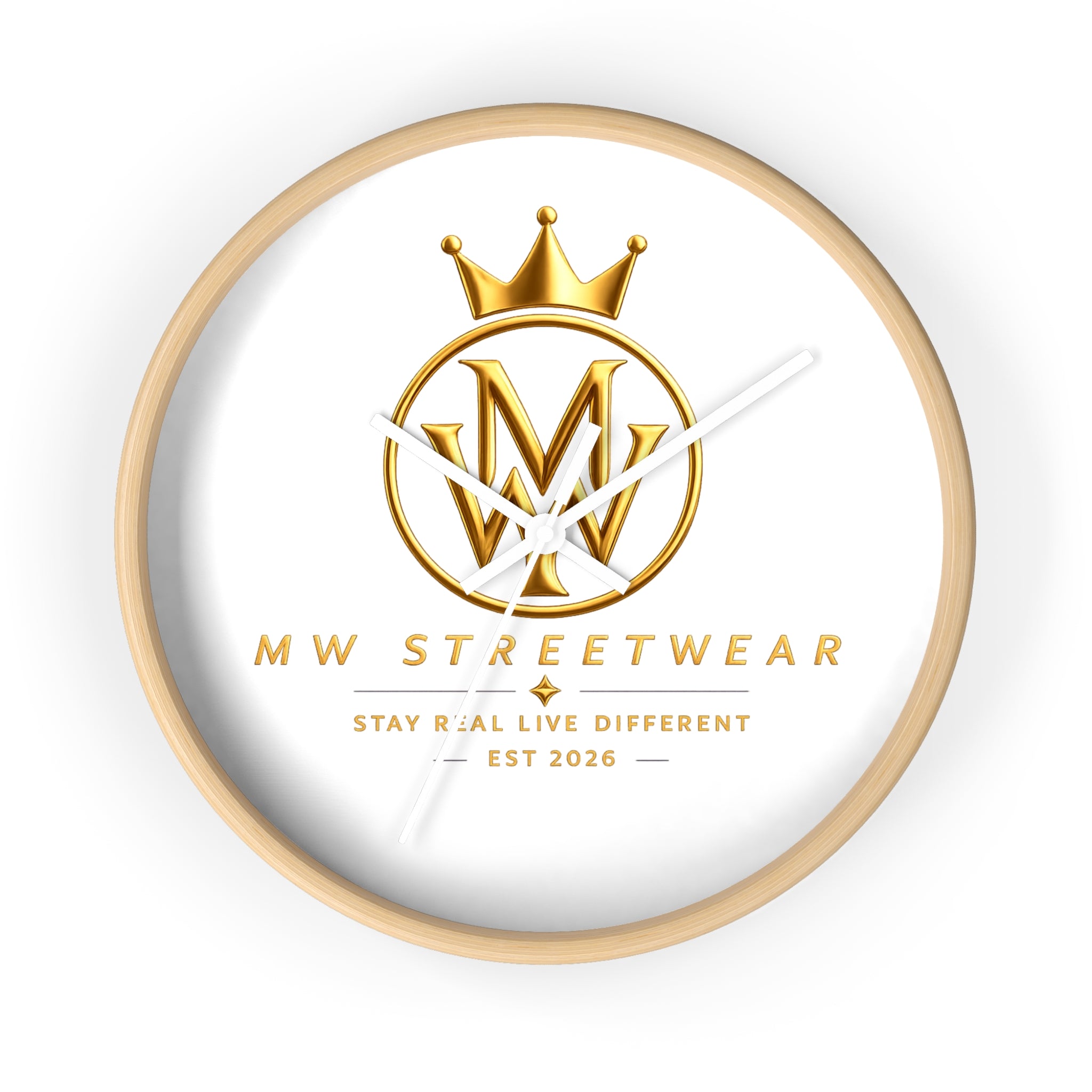 MW Streetwear Gold Logo Wall Clock — Modern Brand Accent Clock
