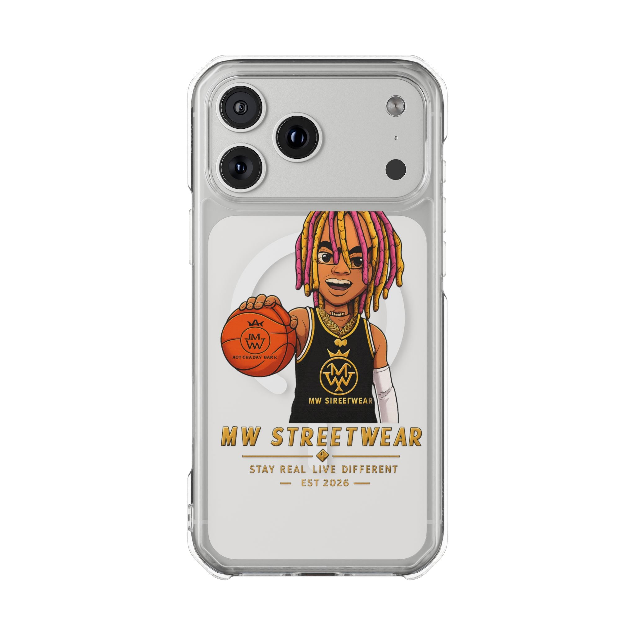 Clear Magnetic Phone Case — MW Streetwear Basketball Character Design