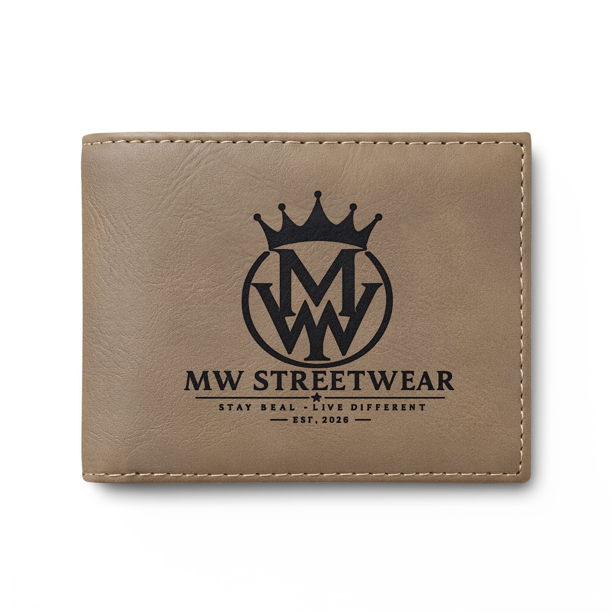 Leather Bi-Fold Wallet — MW Streetwear Logo RFID Card Holder