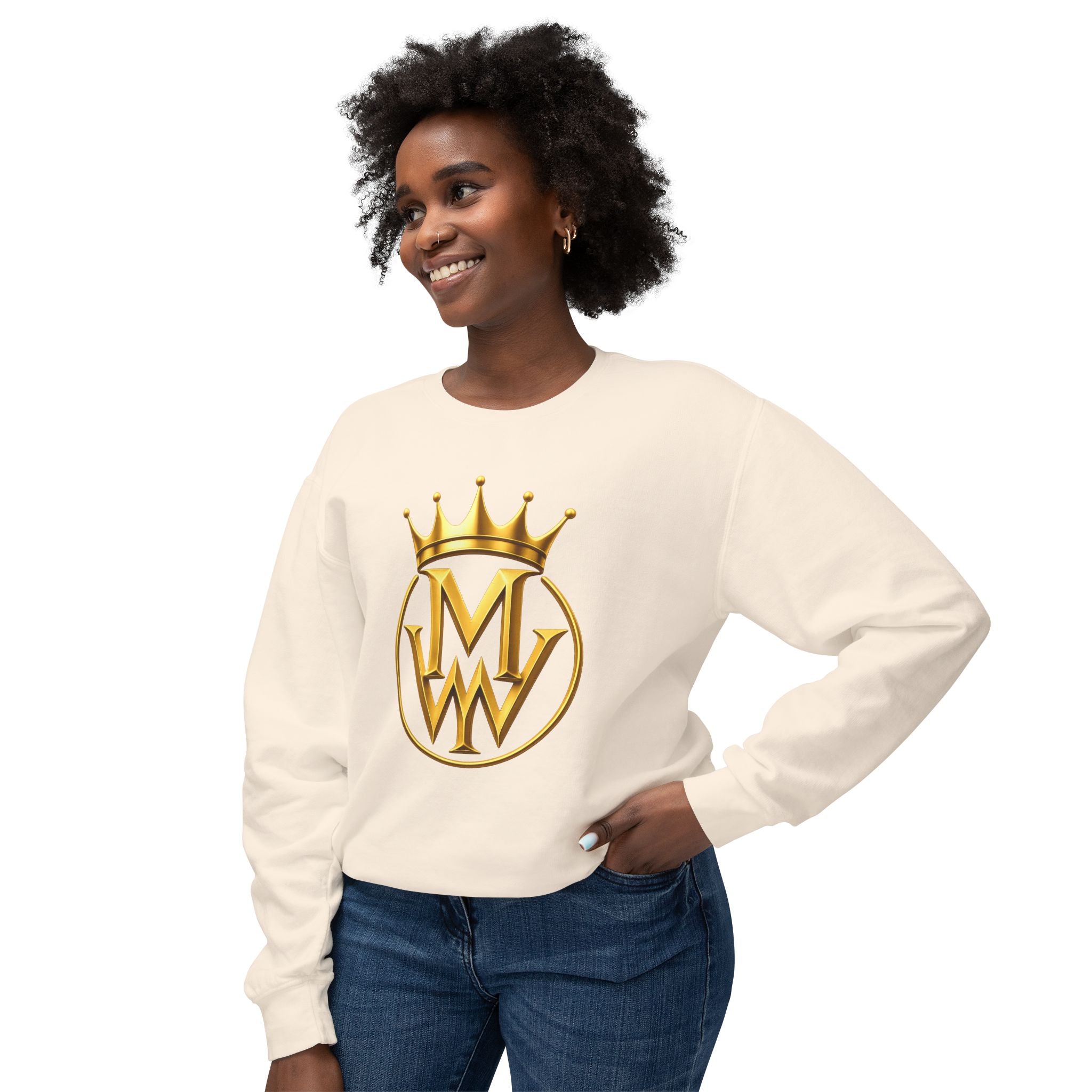 Gold Crown MW Logo Crewneck Sweatshirt — Luxury Monogram Streetwear