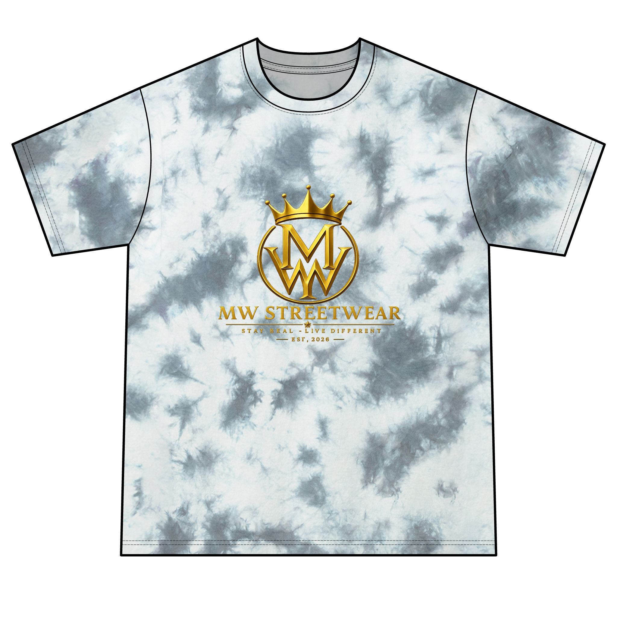 Tie-Dye Tee — MW Streetwear Gold Logo Crystal Tie-Dye T-Shirt