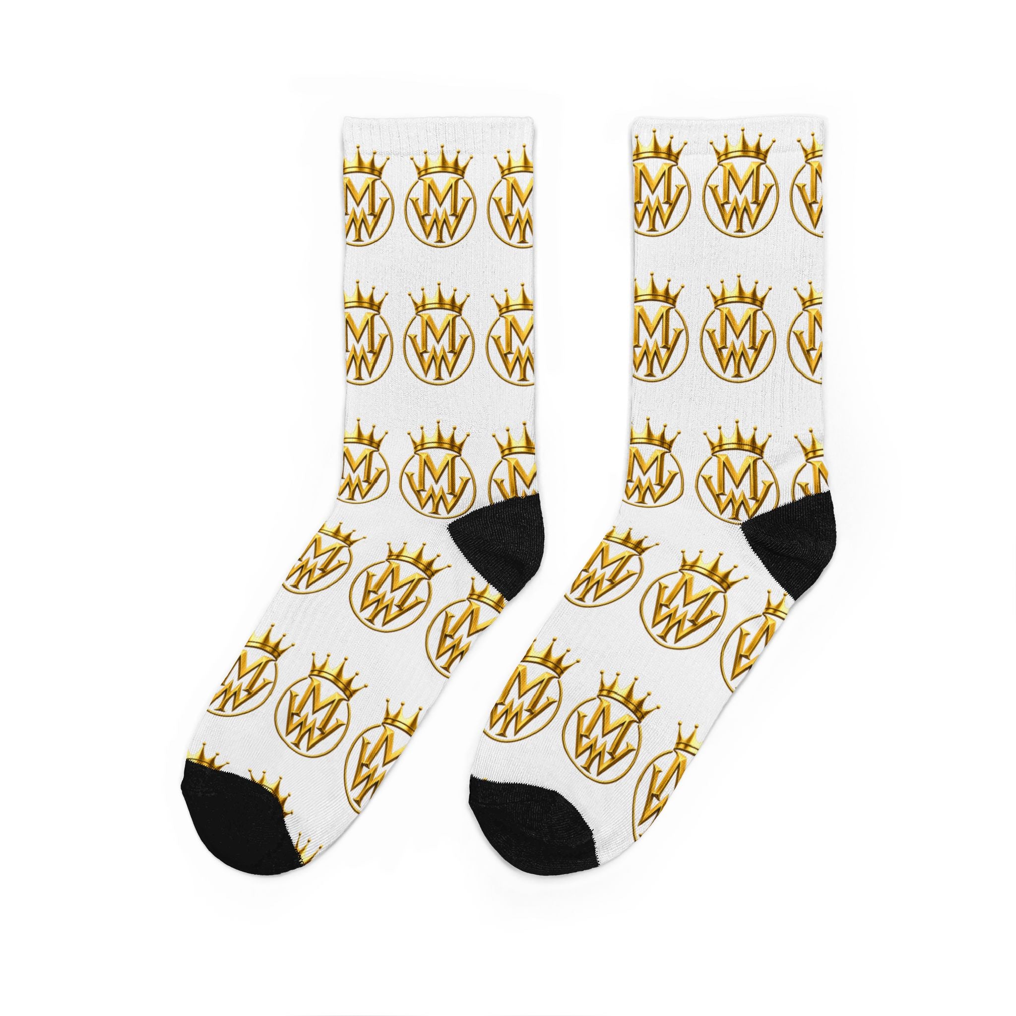 Gold Crown Monogram Crew Socks — Patterned Padded Athletic Socks