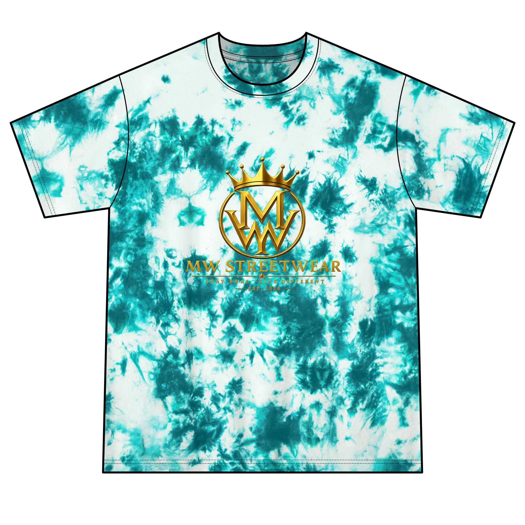Tie-Dye Tee — MW Streetwear Gold Logo Crystal Tie-Dye T-Shirt
