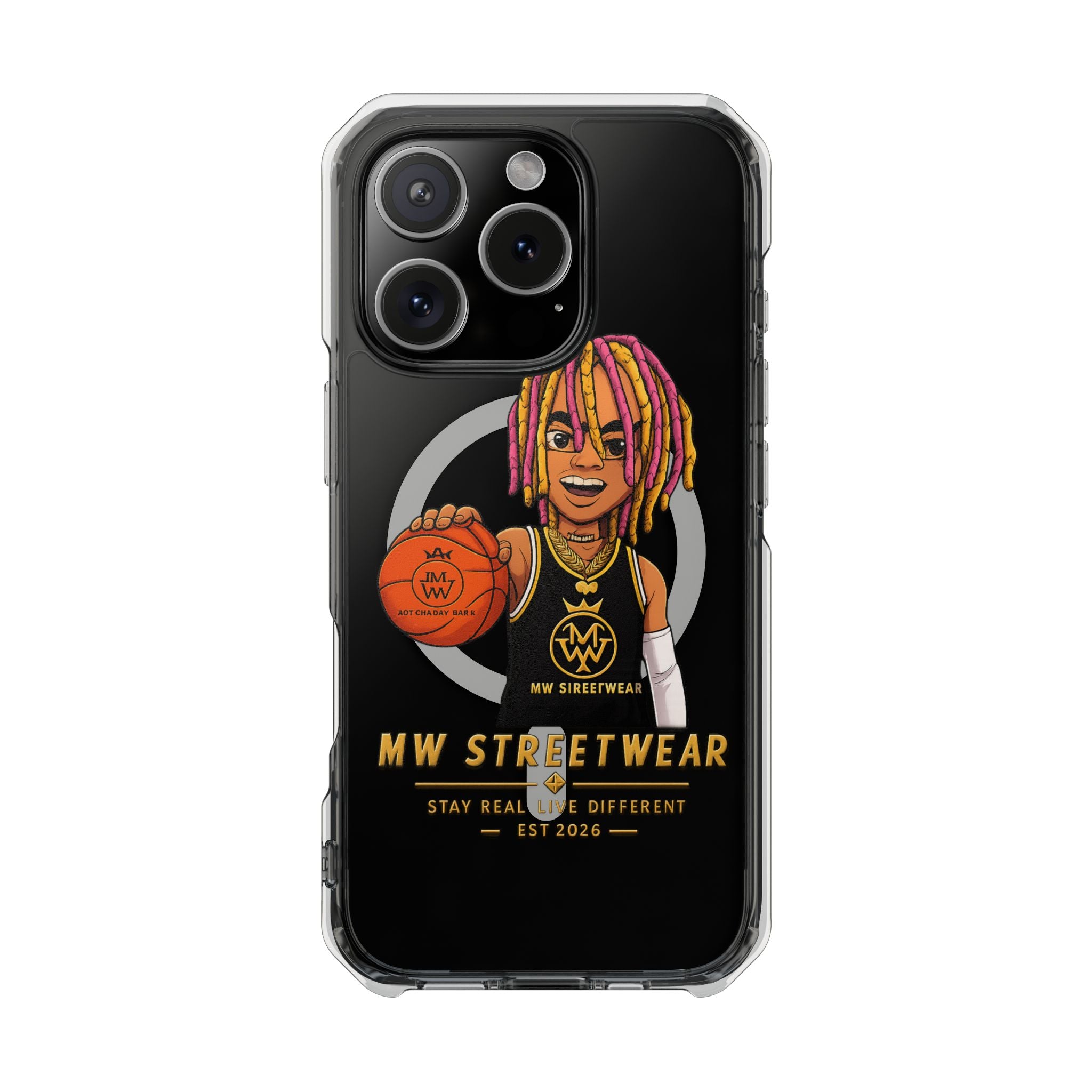 Clear Magnetic Phone Case — MW Streetwear Basketball Character Design