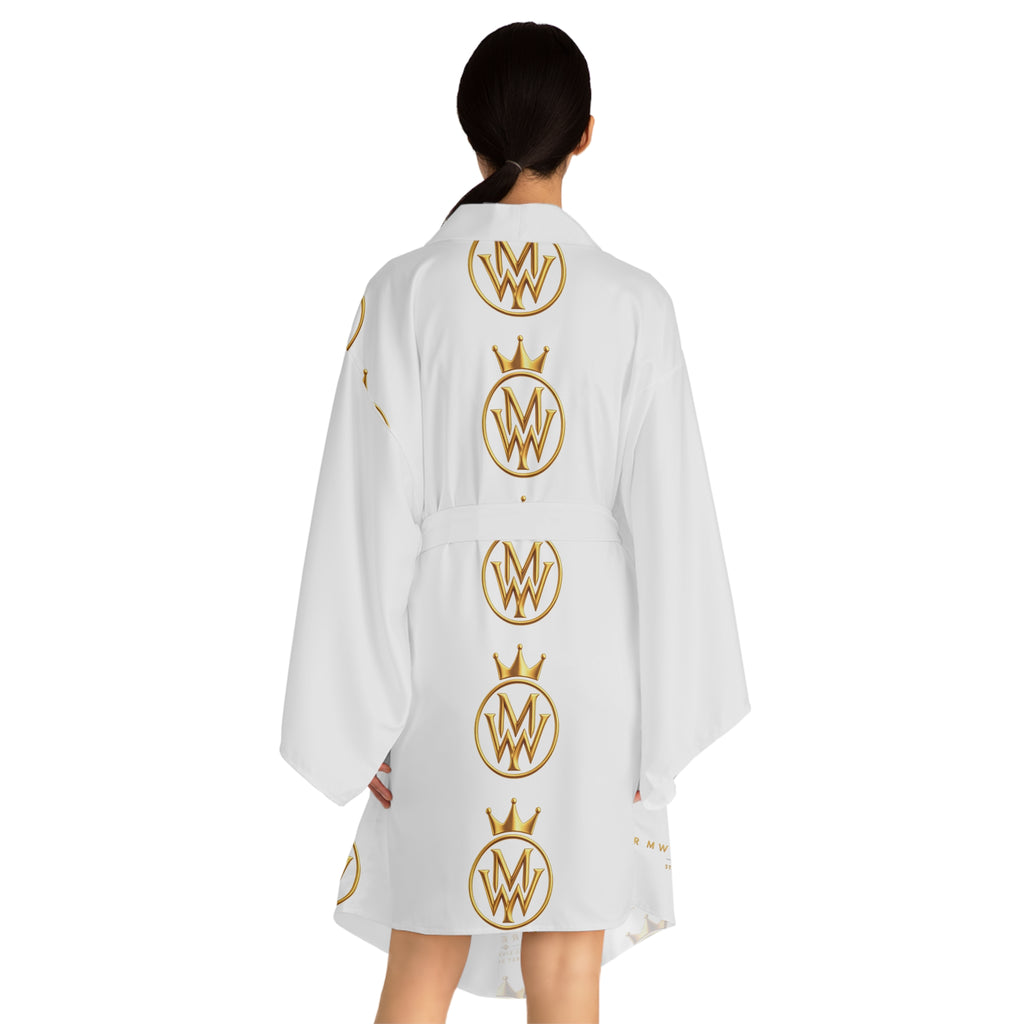 Gold Crown Monogram Kimono Robe — Luxury All-Over Print Relaxed Robe