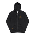 Zip-Up Hoodie — Small Gold Floral Chest Emblem