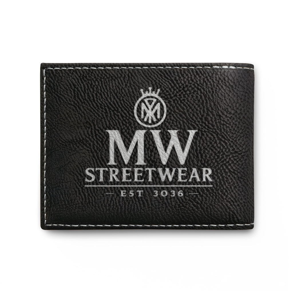 Leather Bi-Fold Wallet — MW Streetwear Logo RFID Card Holder