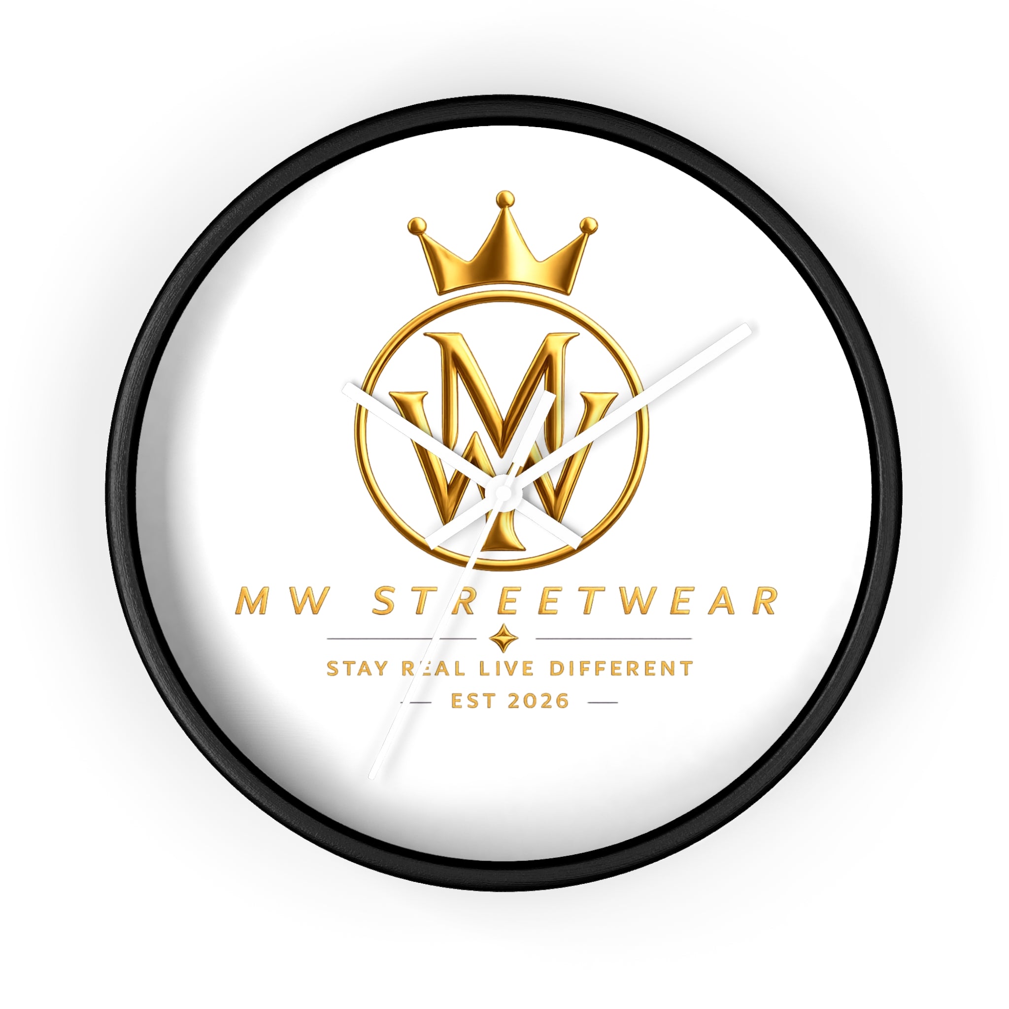 MW Streetwear Gold Logo Wall Clock — Modern Brand Accent Clock