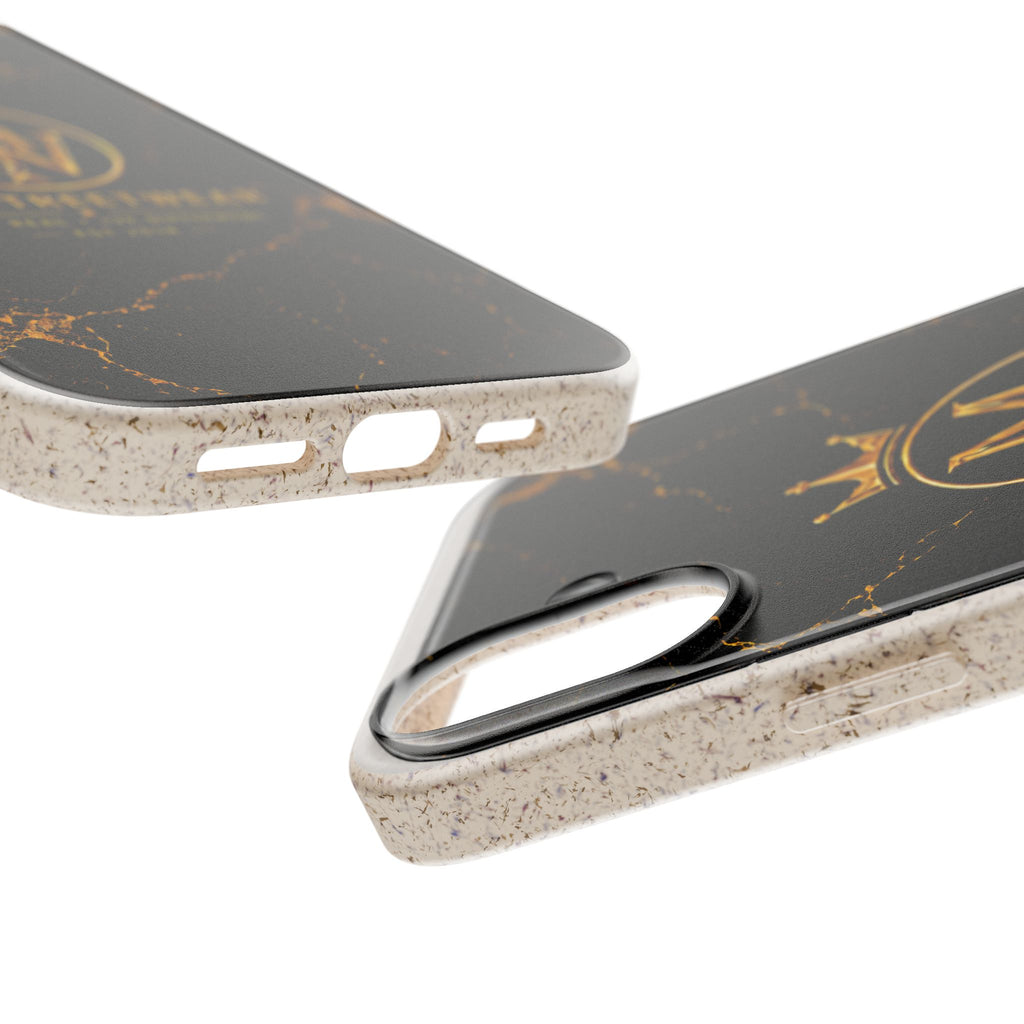Biodegradable Phone Case — Black Marble MW Streetwear Logo, Eco-Friendly Protective Cover