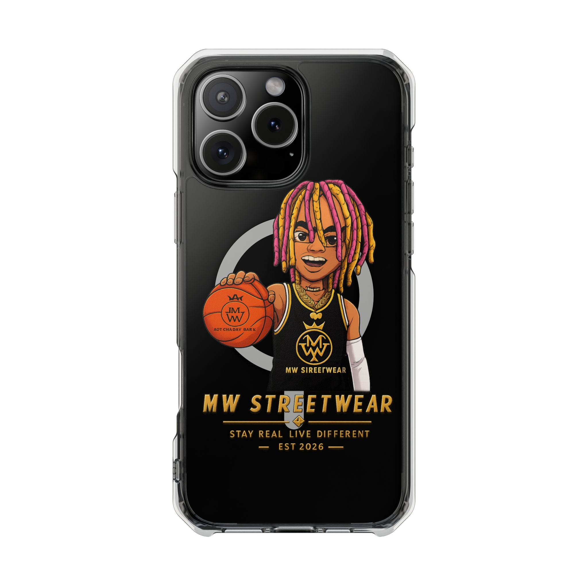 Clear Magnetic Phone Case — MW Streetwear Basketball Character Design