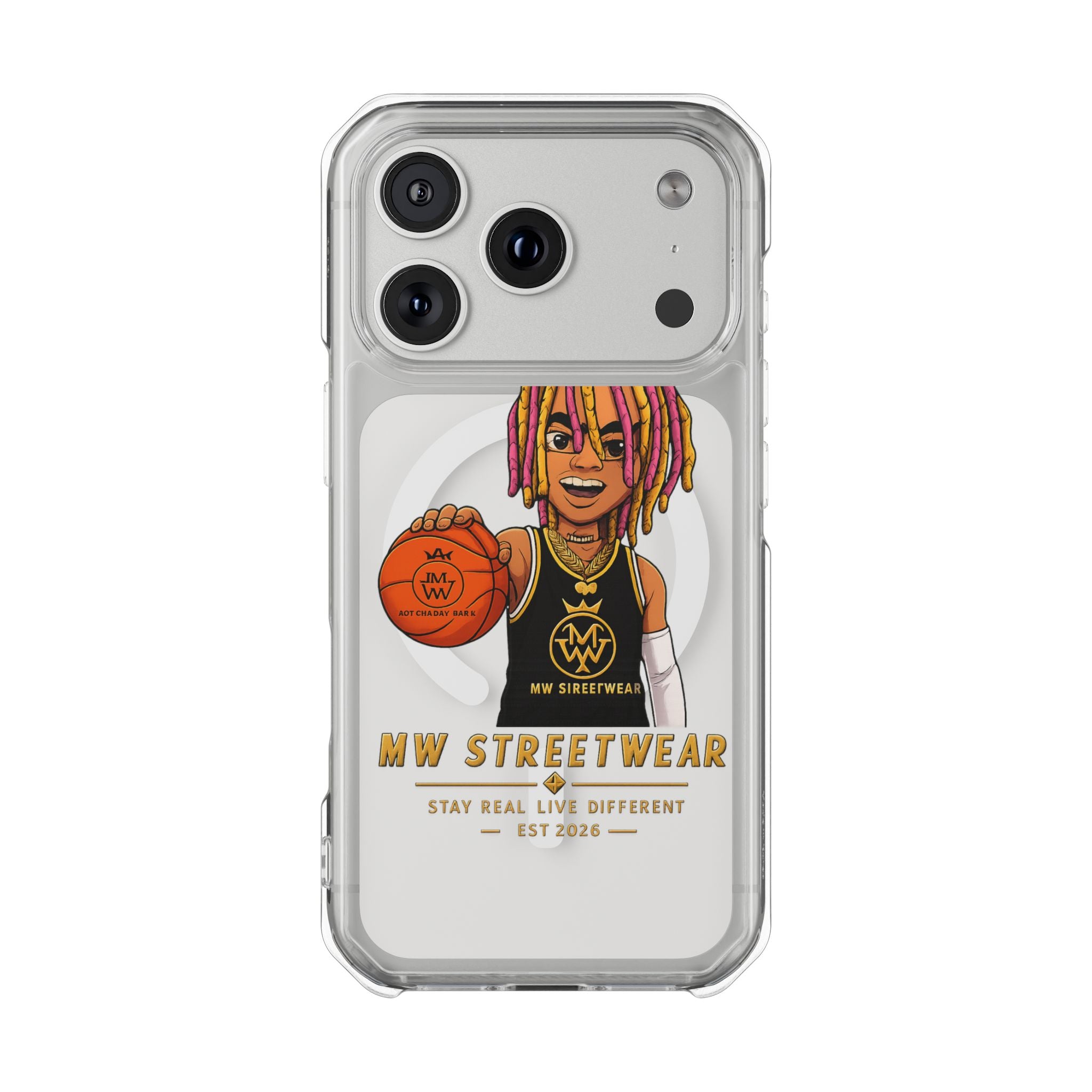 Clear Magnetic Phone Case — MW Streetwear Basketball Character Design