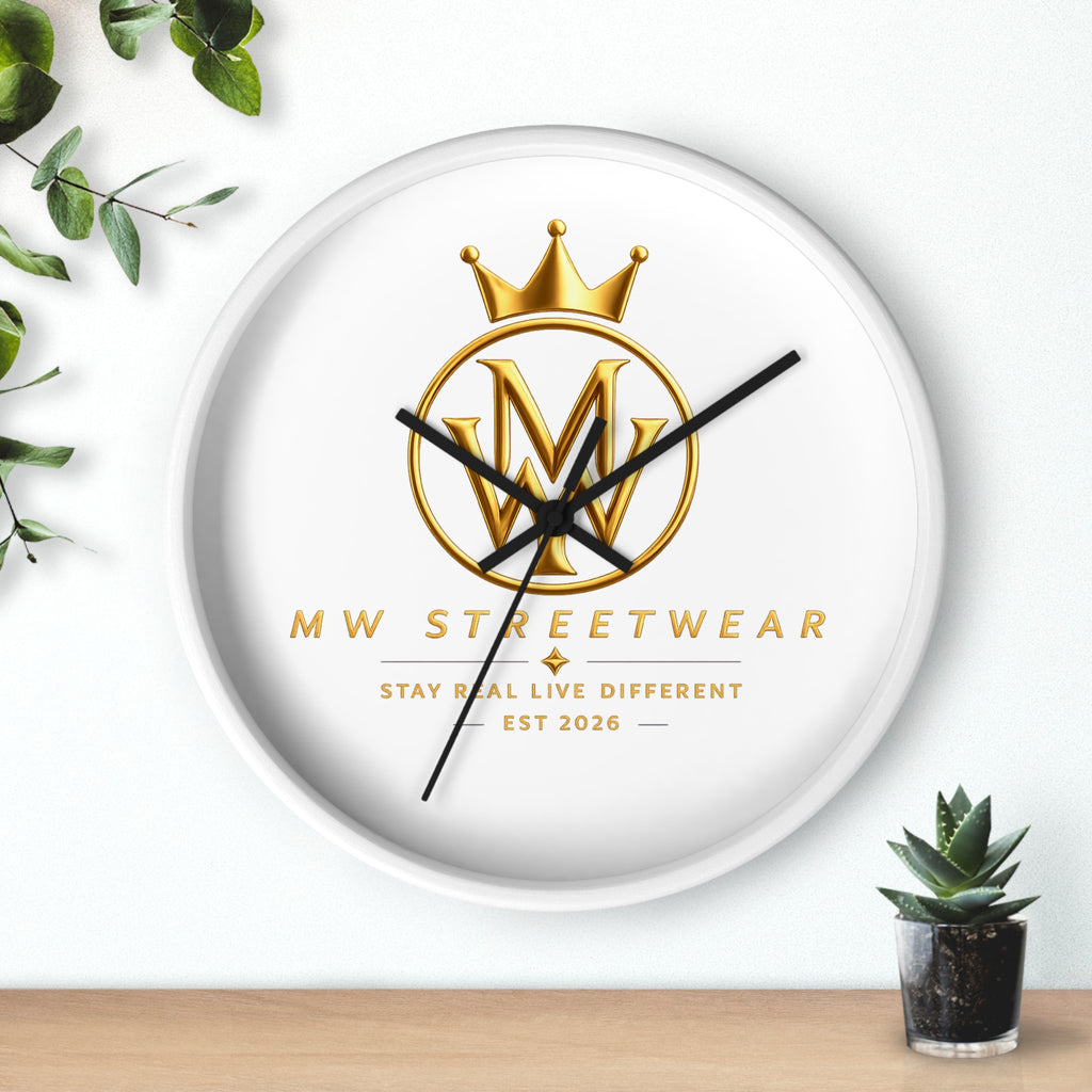 MW Streetwear Gold Logo Wall Clock — Modern Brand Accent Clock